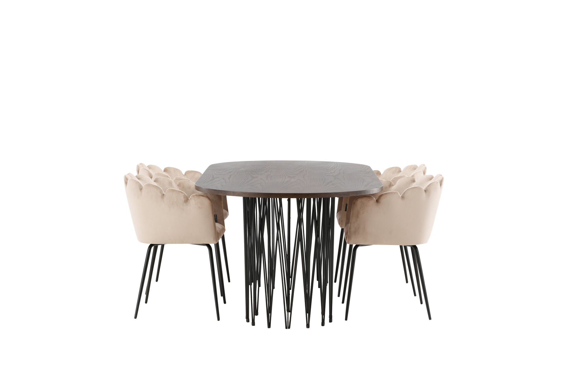 Venture Home Stone oval spisebord - Black / Mocca Veneer +Limhamn stol - Black / Beige Velvet _4
