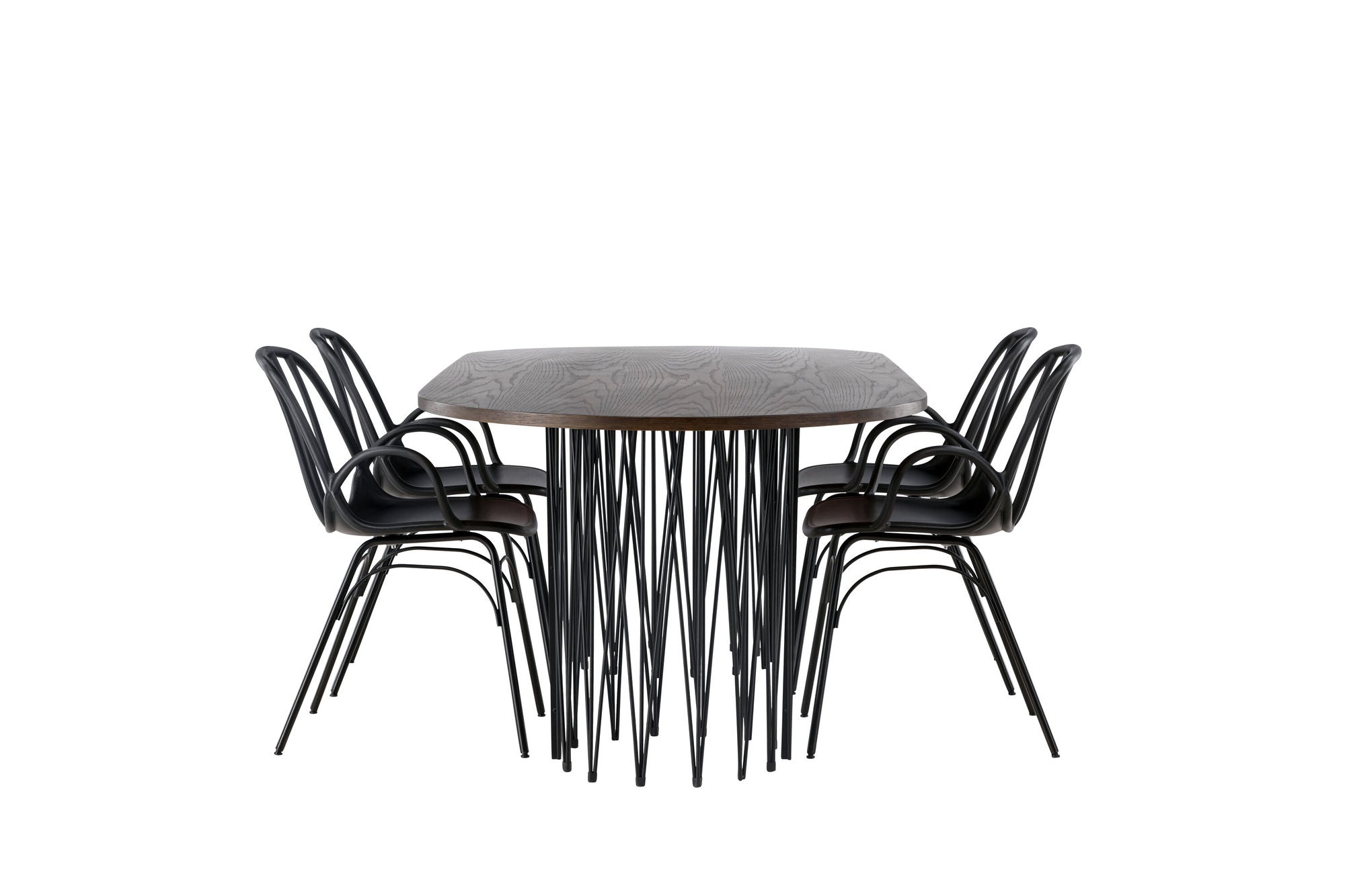 Venture Home Stone oval spisebord - Black / Mocca Veneer +Dyrön Spisebordsstol - Black Polypropylene _4