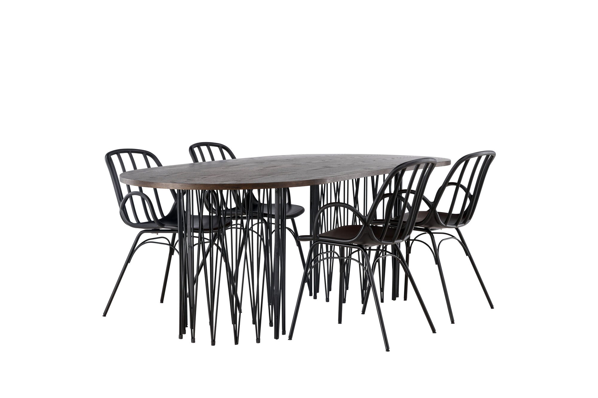 Venture Home Stone oval spisebord - Black / Mocca Veneer +Dyrön Spisebordsstol - Black Polypropylene _4