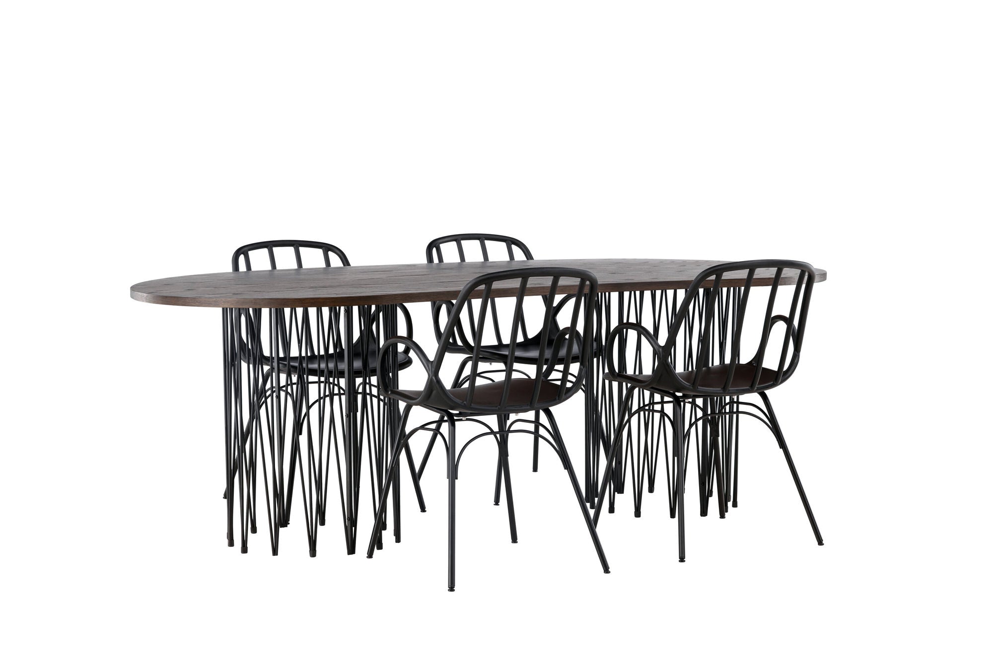 Venture Home Stone oval spisebord - Black / Mocca Veneer +Dyrön Spisebordsstol - Black Polypropylene _4