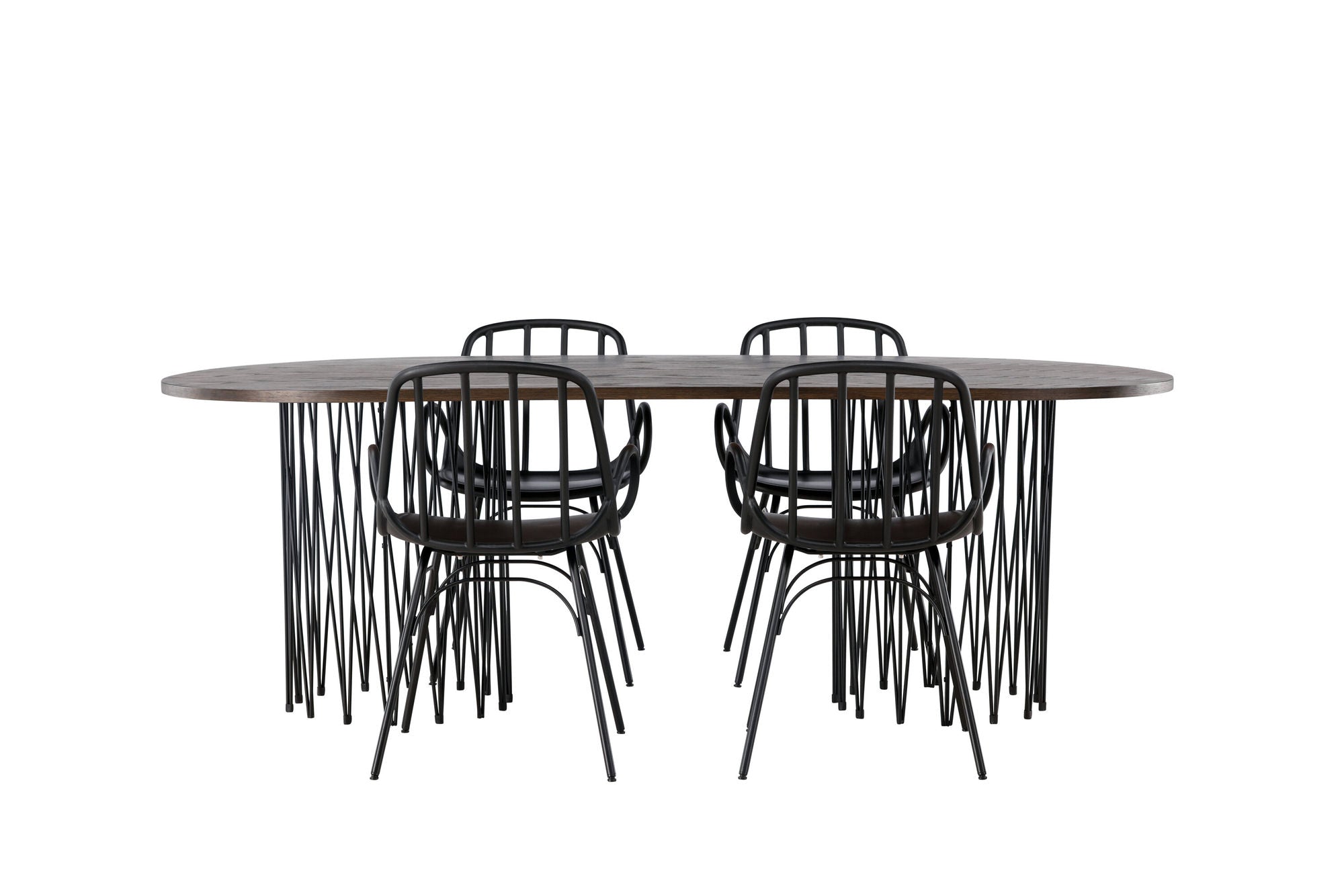 Venture Home Stone oval spisebord - Black / Mocca Veneer +Dyrön Spisebordsstol - Black Polypropylene _4