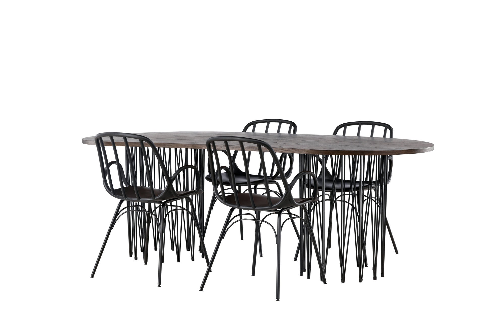 Venture Home Stone oval spisebord - Black / Mocca Veneer +Dyrön Spisebordsstol - Black Polypropylene _4
