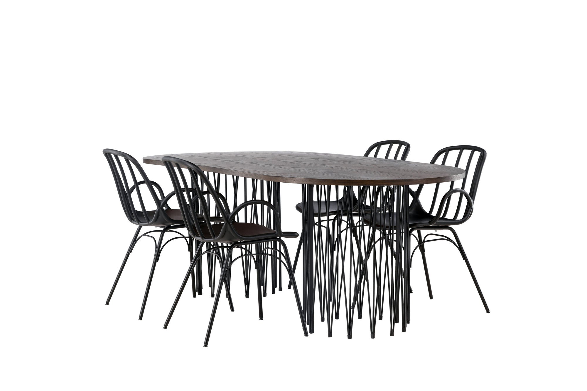 Venture Home Stone oval spisebord - Black / Mocca Veneer +Dyrön Spisebordsstol - Black Polypropylene _4