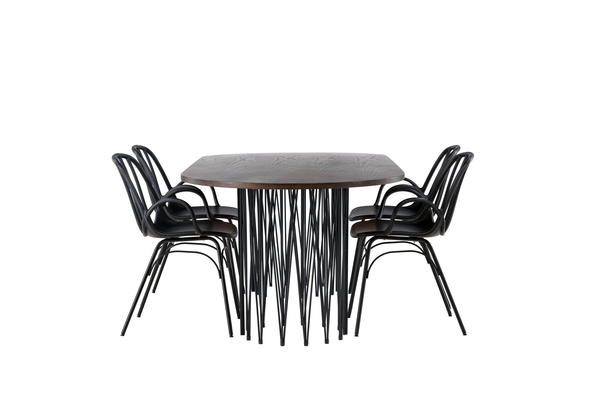 Venture Home Stone oval spisebord - Black / Mocca Veneer +Dyrön Spisebordsstol - Black Polypropylene _4