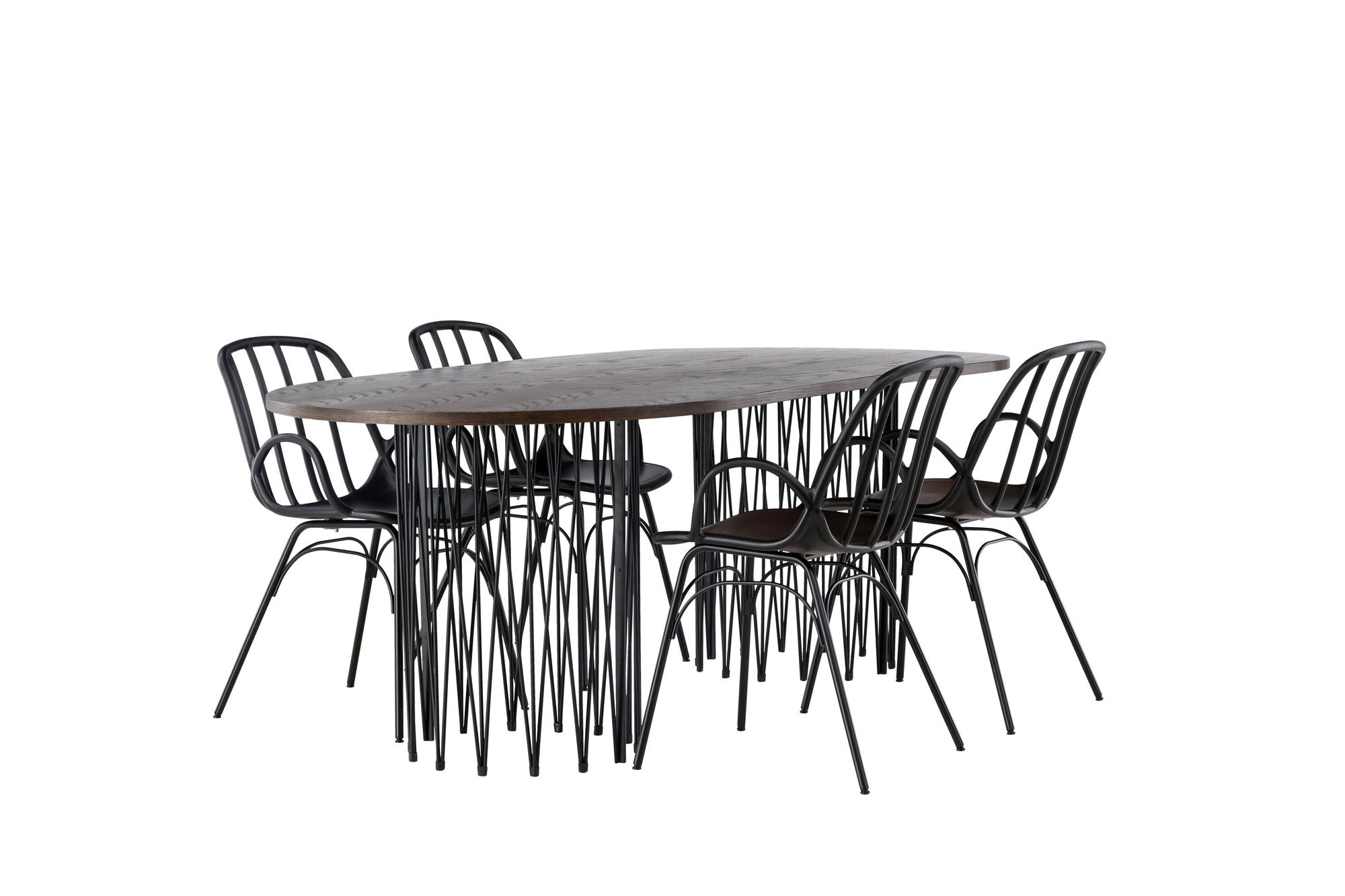 Venture Home Stone oval spisebord - Black / Mocca Veneer +Dyrön Spisebordsstol - Black Polypropylene _4