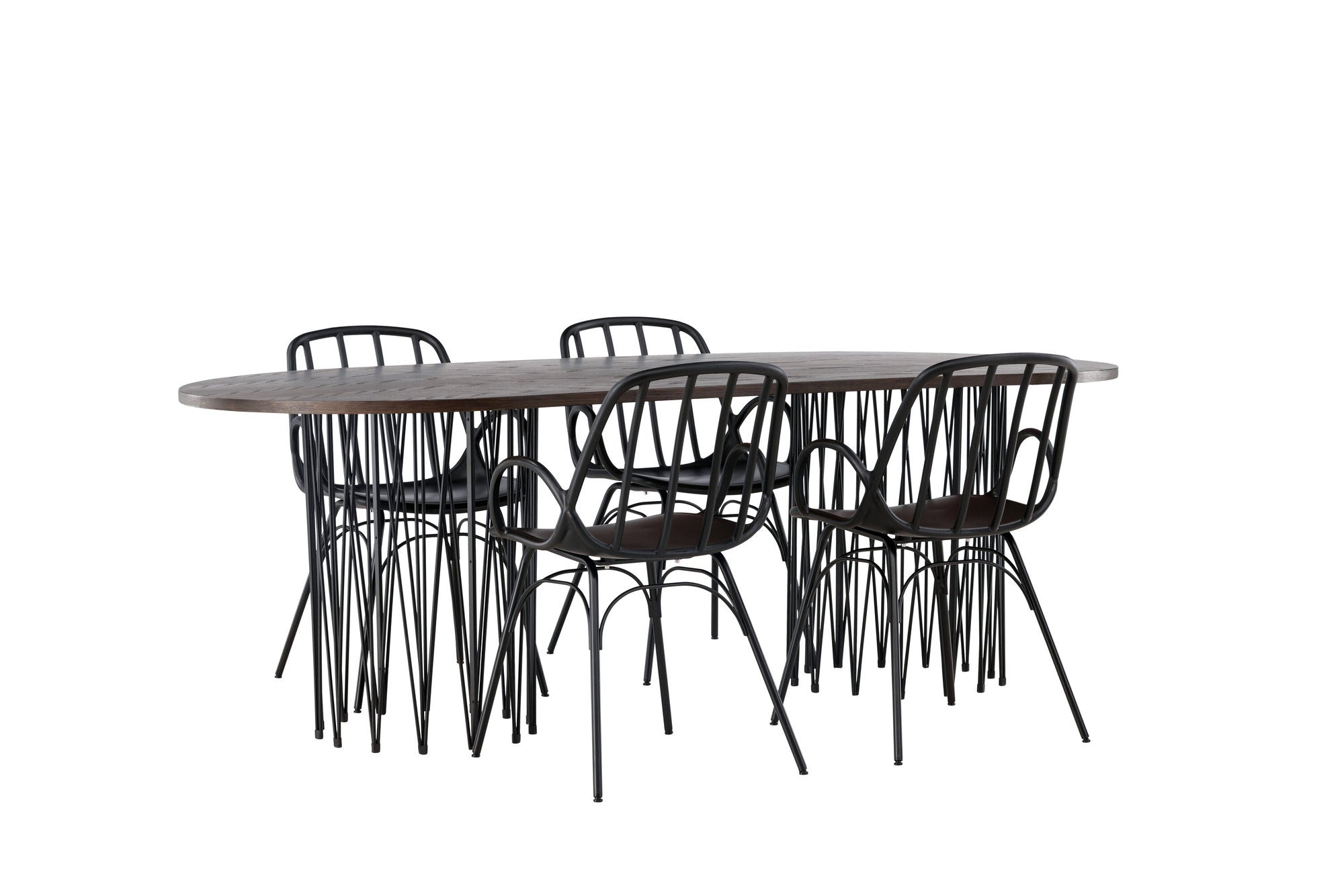 Venture Home Stone oval spisebord - Black / Mocca Veneer +Dyrön Spisebordsstol - Black Polypropylene _4