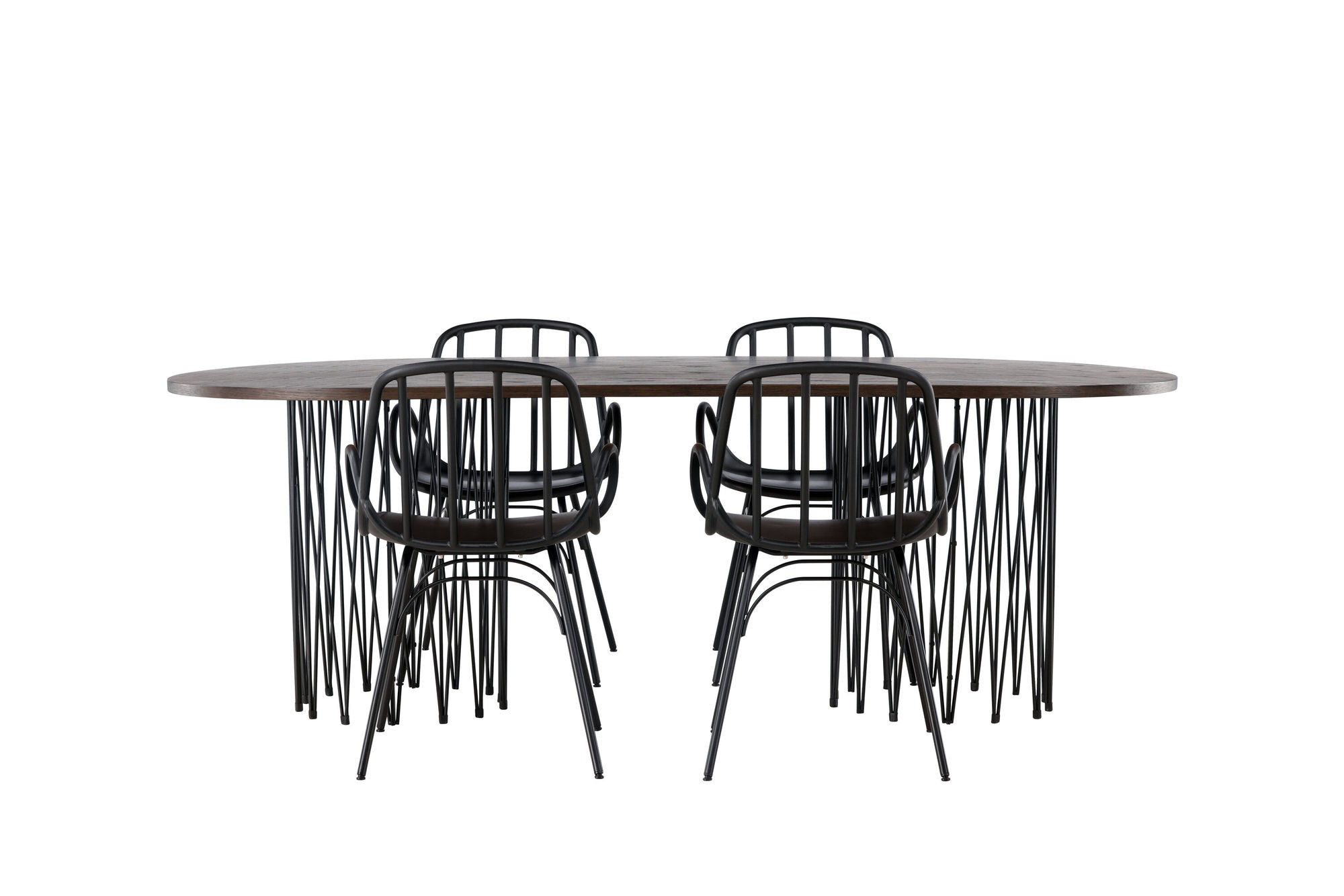 Venture Home Stone oval spisebord - Black / Mocca Veneer +Dyrön Spisebordsstol - Black Polypropylene _4