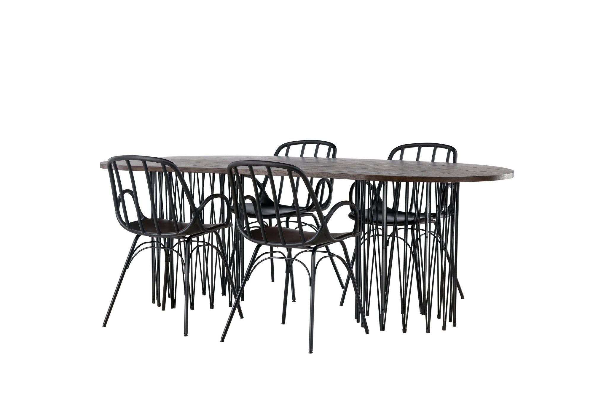 Venture Home Stone oval spisebord - Black / Mocca Veneer +Dyrön Spisebordsstol - Black Polypropylene _4