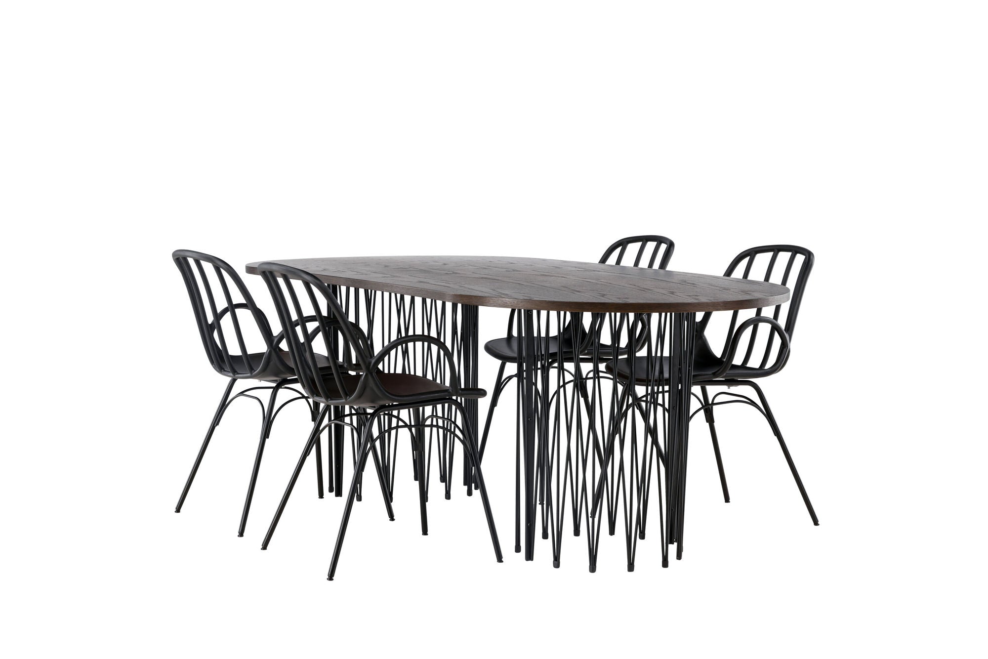 Venture Home Stone oval spisebord - Black / Mocca Veneer +Dyrön Spisebordsstol - Black Polypropylene _4