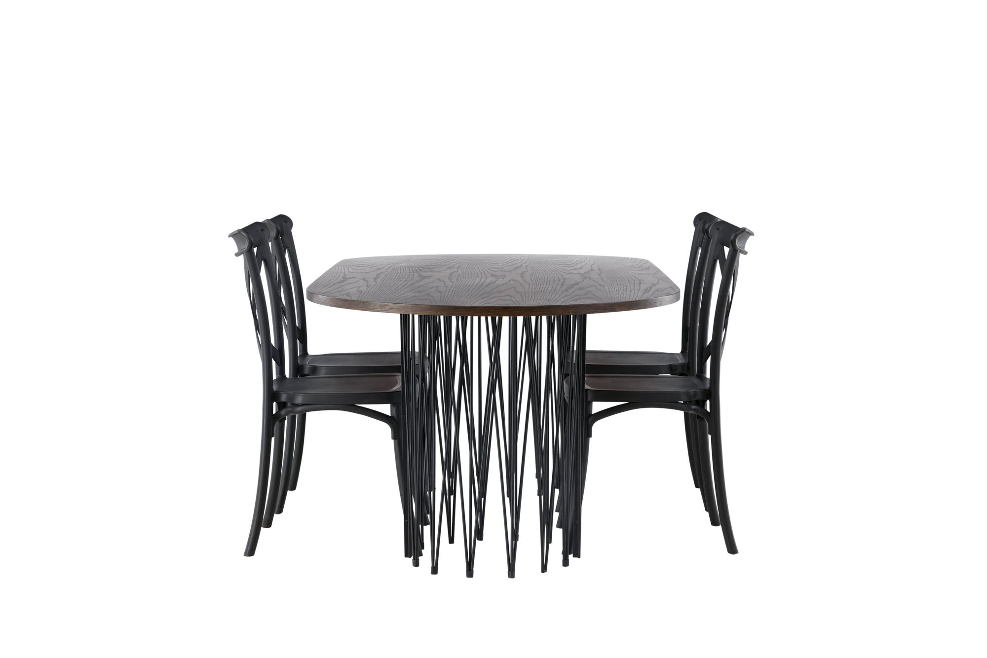Venture Home Stone oval spisebord - Black / Mocca Veneer +Crosett Spisebordsstol - Matte Black / Matte Black Plastic _4