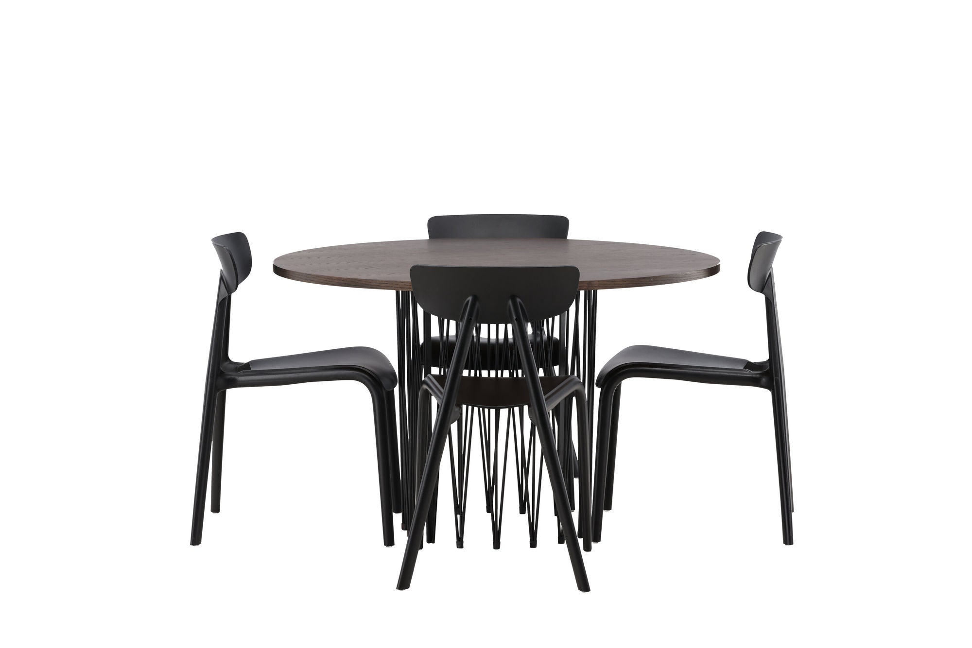 Venture Home Stone round spisebord - Black / Mocca Veneer +Ursholmen Spisebordsstol - Black Polypropylene _4