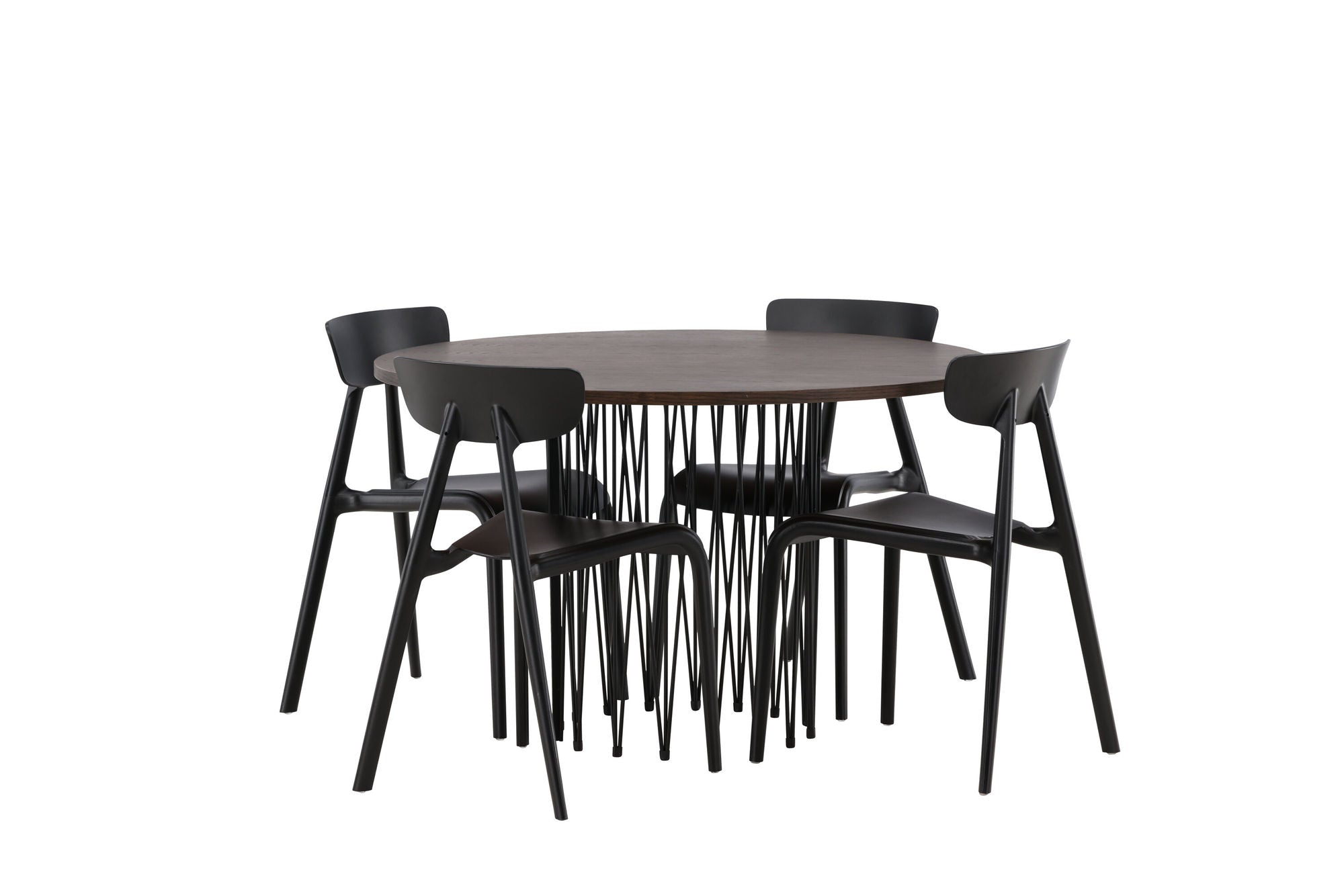Venture Home Stone round spisebord - Black / Mocca Veneer +Ursholmen Spisebordsstol - Black Polypropylene _4