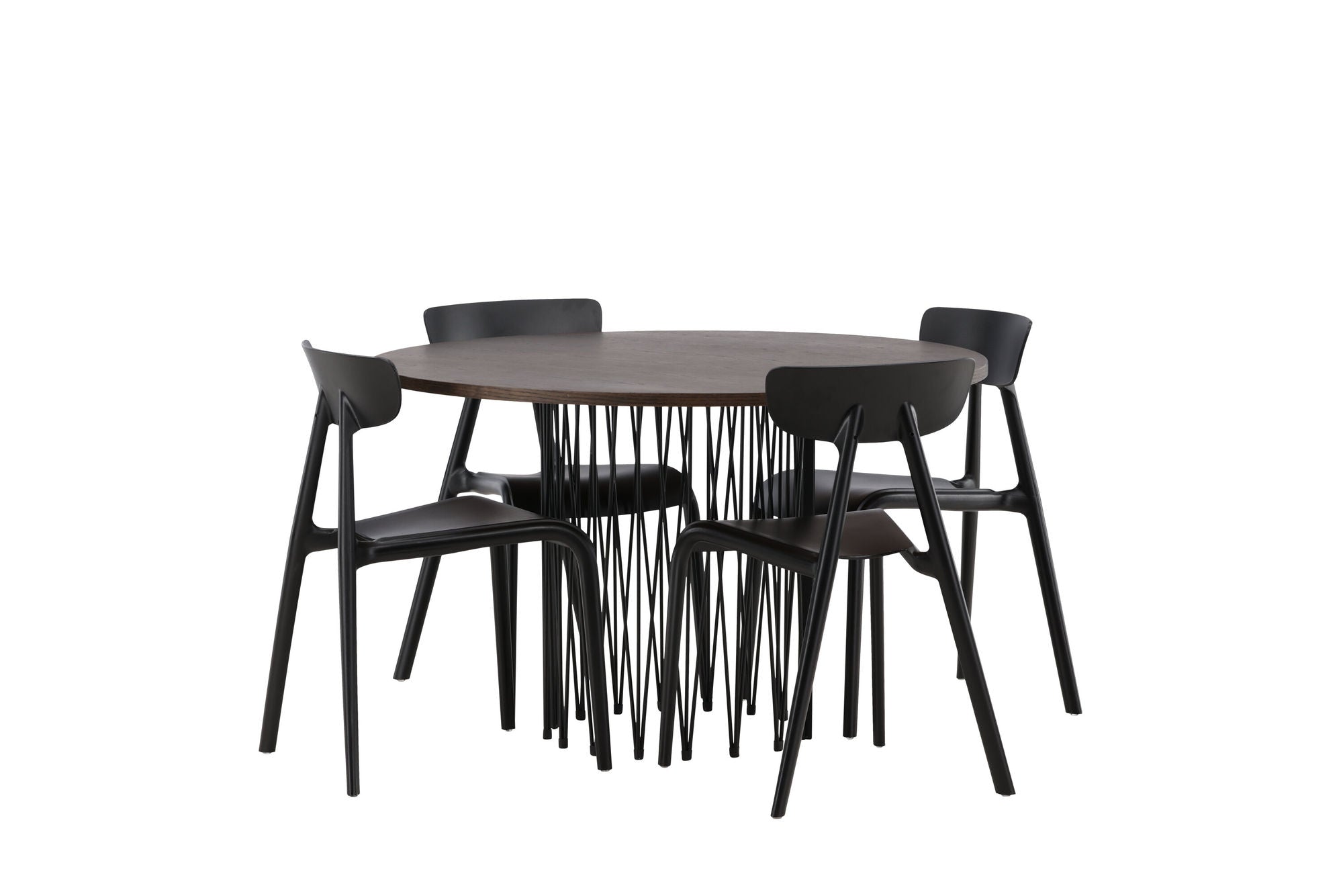 Venture Home Stone round spisebord - Black / Mocca Veneer +Ursholmen Spisebordsstol - Black Polypropylene _4