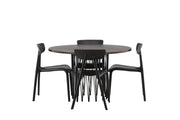 Venture Home Stone round spisebord - Black / Mocca Veneer +Ursholmen Spisebordsstol - Black Polypropylene _4