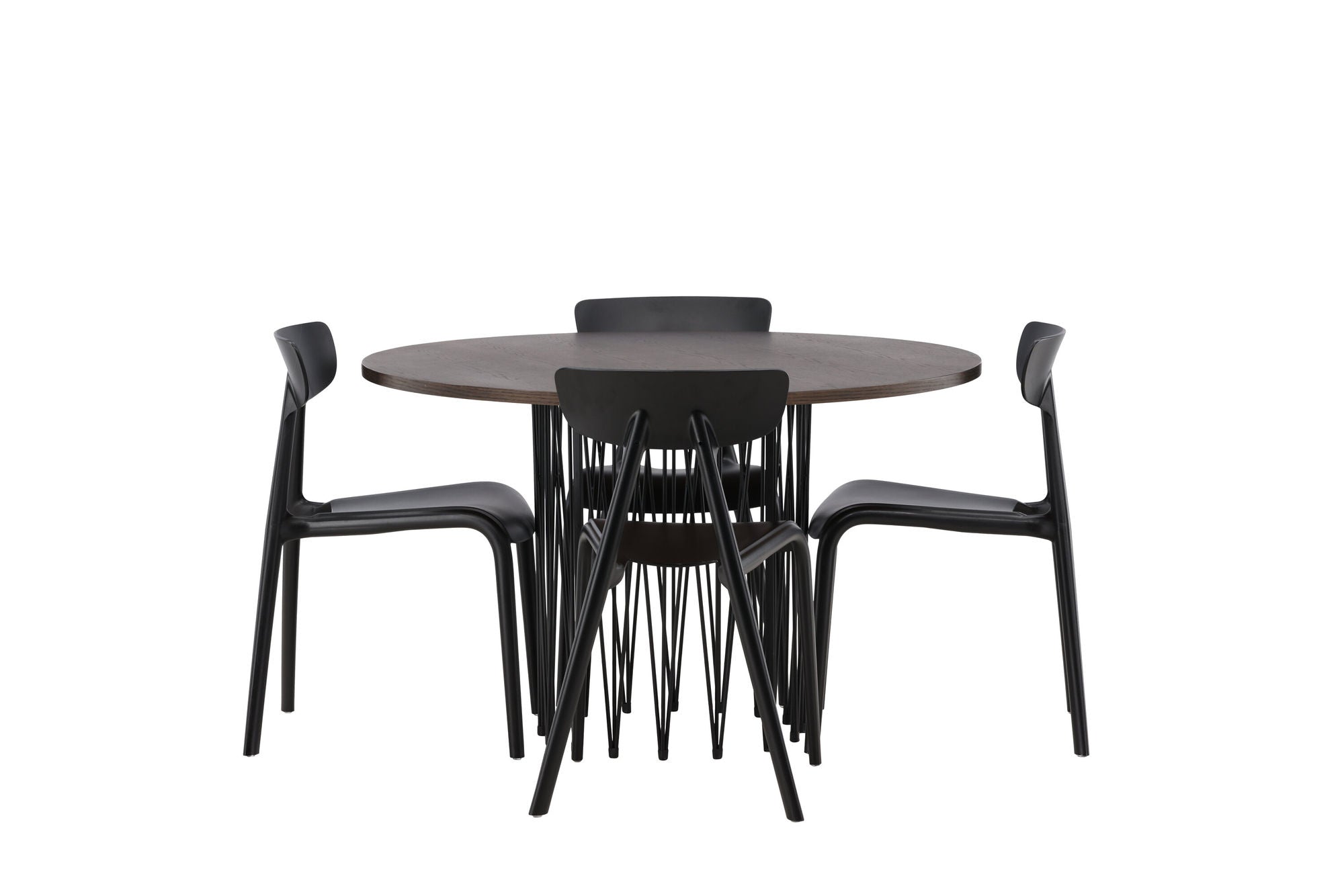 Venture Home Stone round spisebord - Black / Mocca Veneer +Ursholmen Spisebordsstol - Black Polypropylene _4