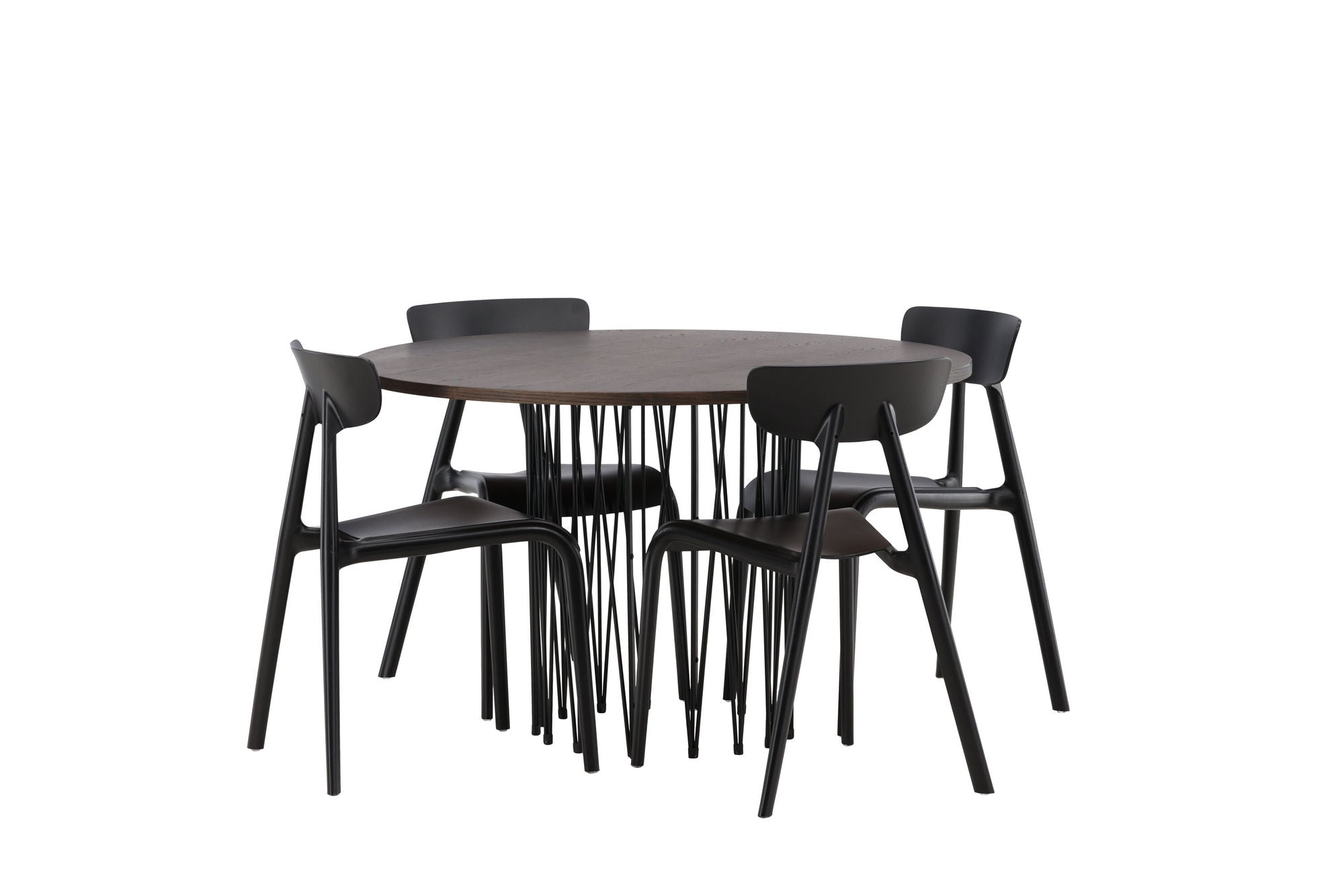 Venture Home Stone round spisebord - Black / Mocca Veneer +Ursholmen Spisebordsstol - Black Polypropylene _4