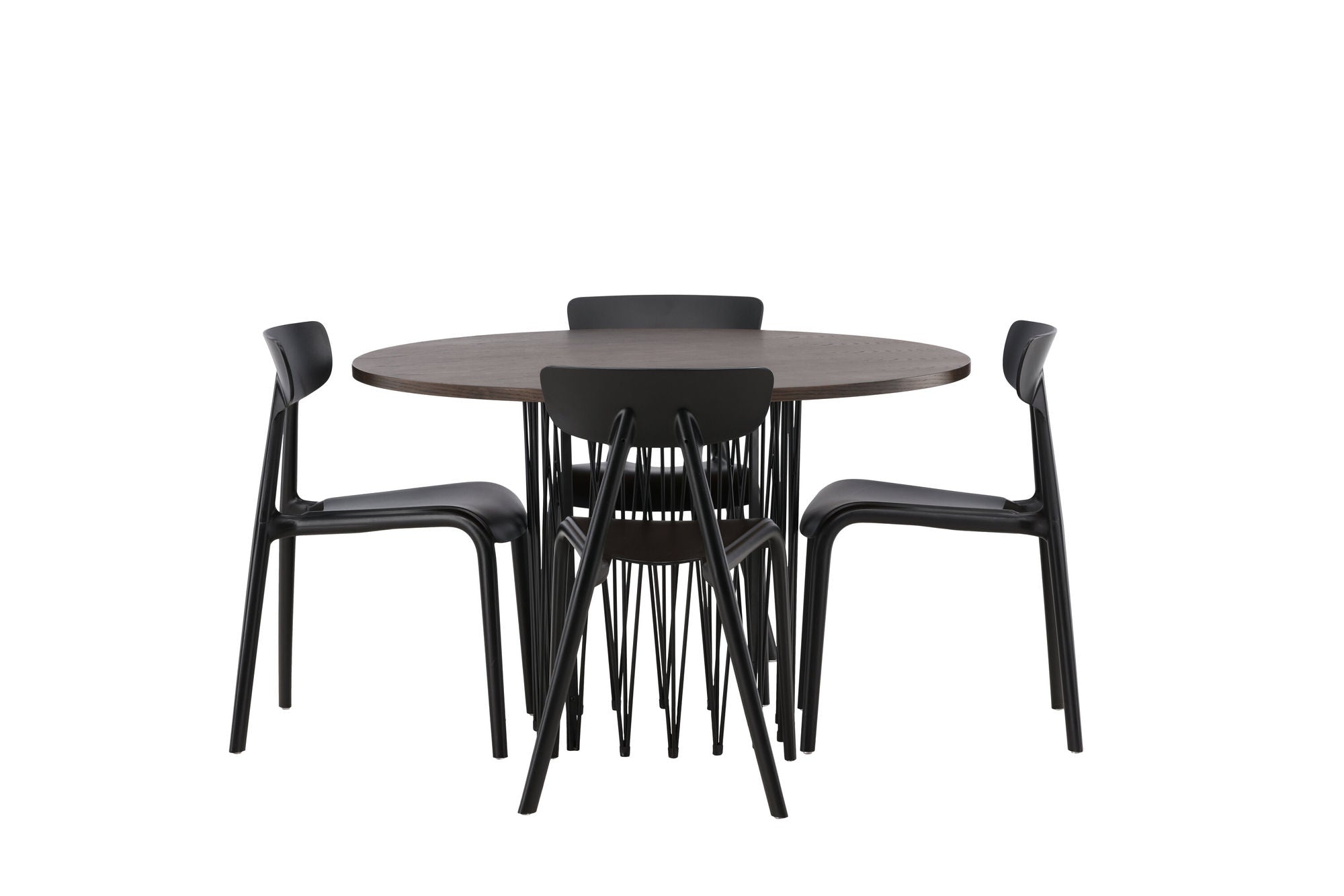 Venture Home Stone round spisebord - Black / Mocca Veneer +Ursholmen Spisebordsstol - Black Polypropylene _4