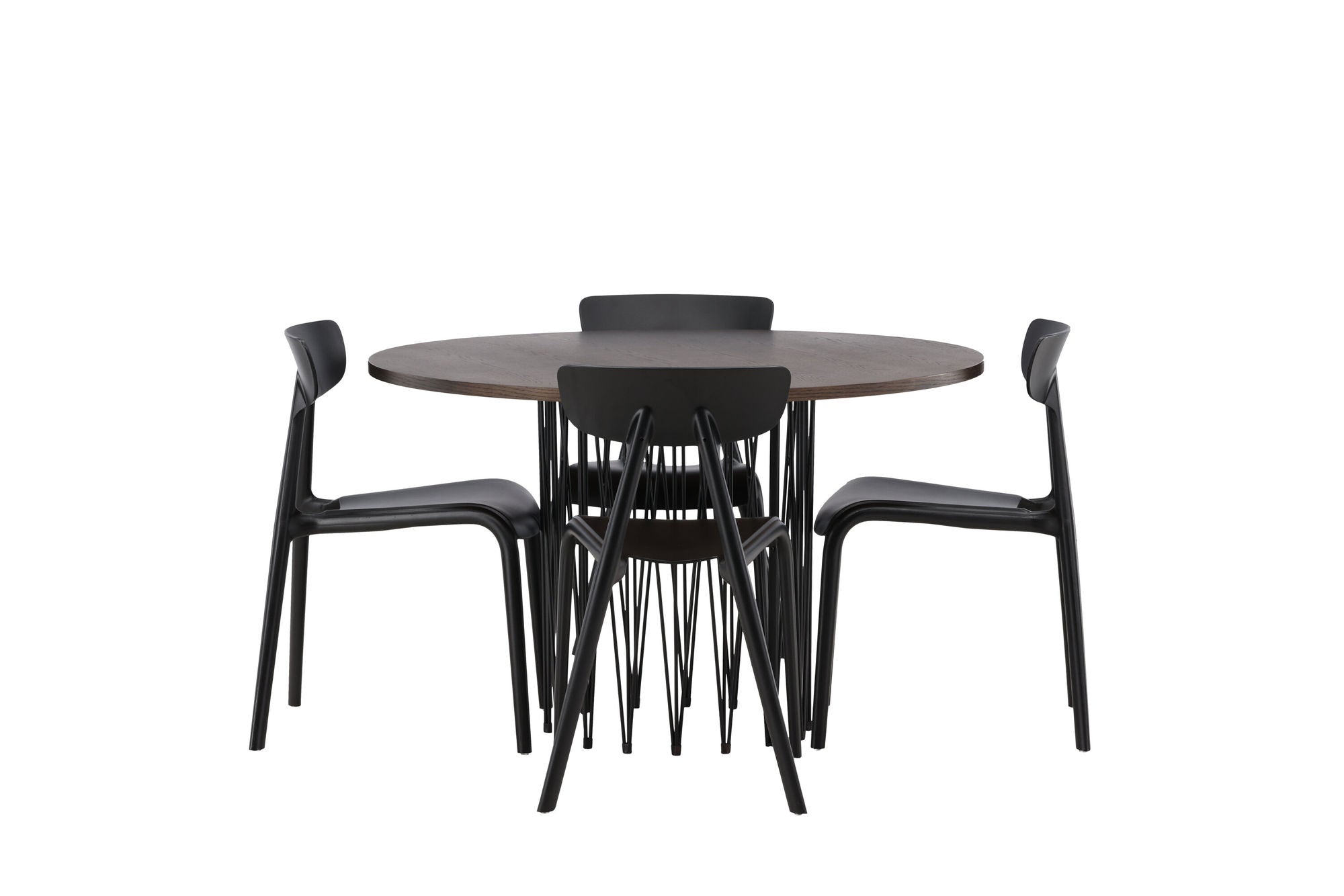 Venture Home Stone round spisebord - Black / Mocca Veneer +Ursholmen Spisebordsstol - Black Polypropylene _4