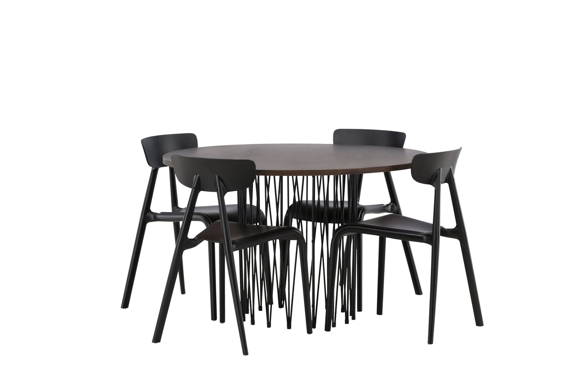 Venture Home Stone round spisebord - Black / Mocca Veneer +Ursholmen Spisebordsstol - Black Polypropylene _4
