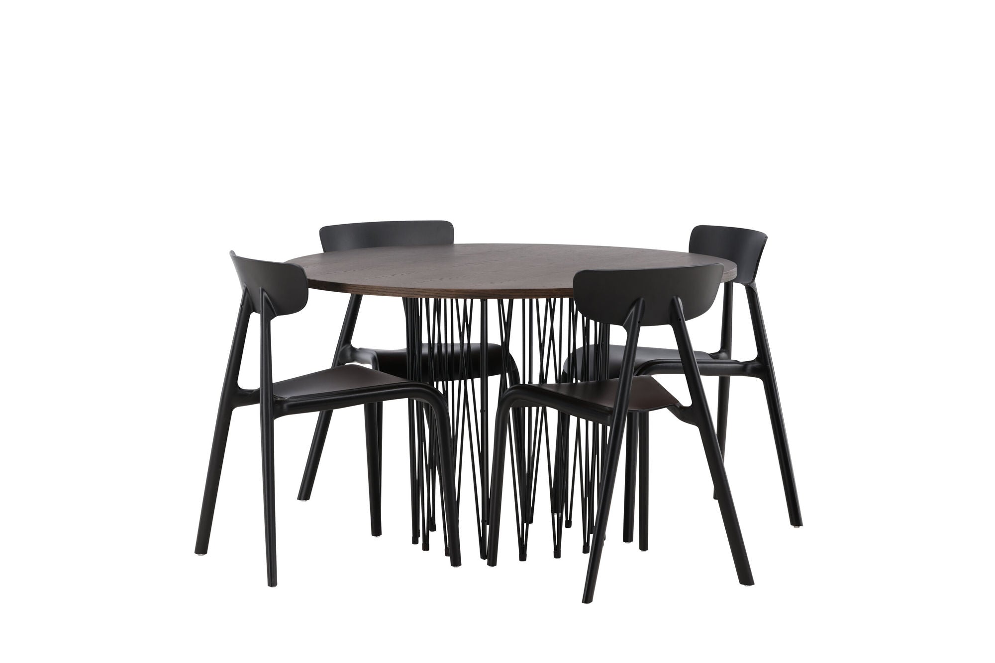 Venture Home Stone round spisebord - Black / Mocca Veneer +Ursholmen Spisebordsstol - Black Polypropylene _4