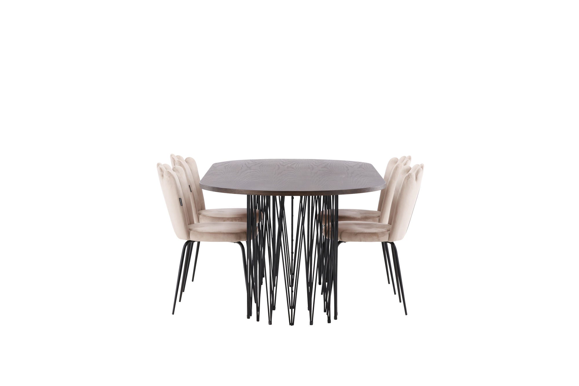 Venture Home Stone oval spisebord - Black / Mocca Veneer +Limhamn Light stol - Black / Beige Velvet _4