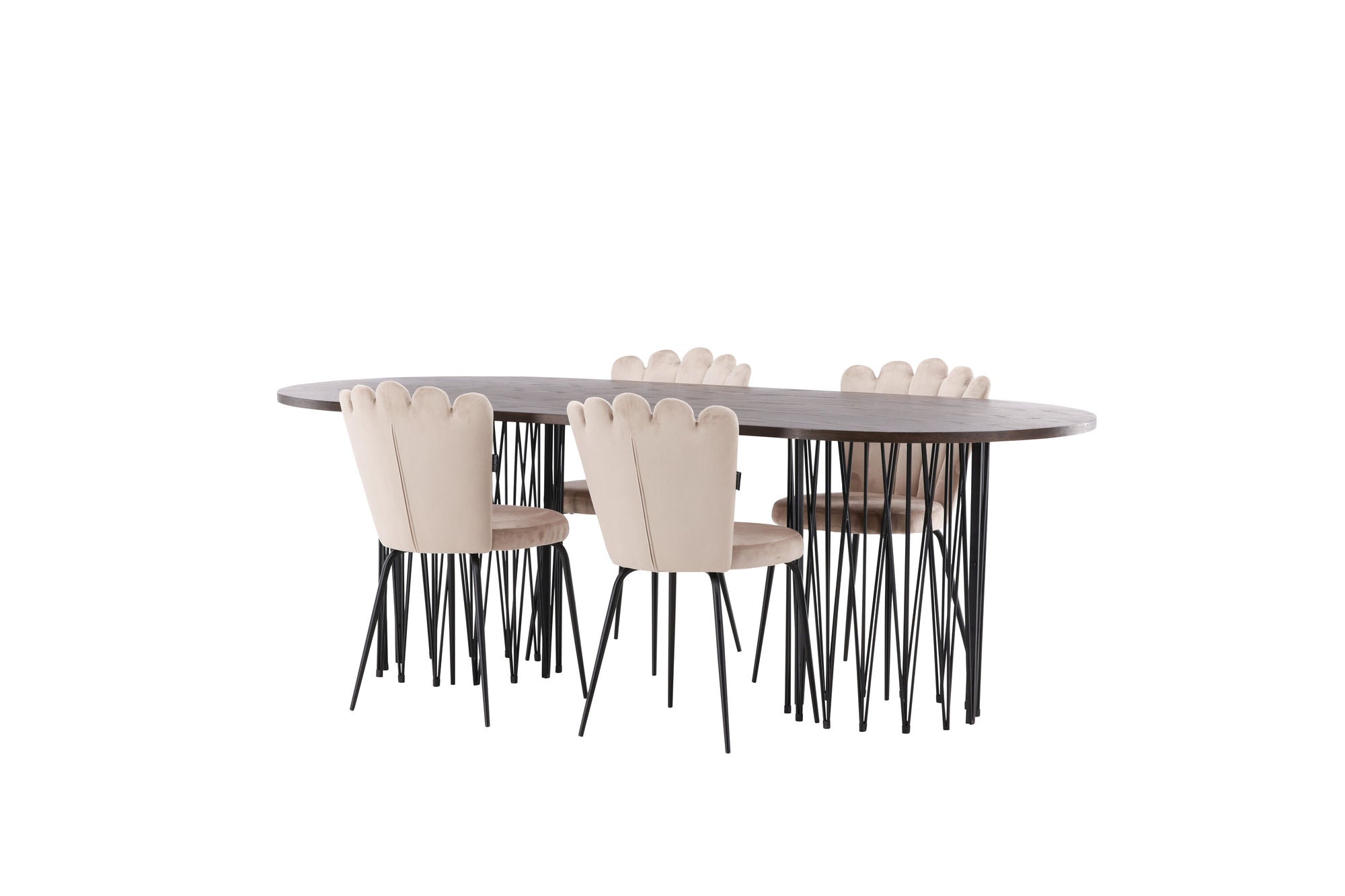 Venture Home Stone oval spisebord - Black / Mocca Veneer +Limhamn Light stol - Black / Beige Velvet _4