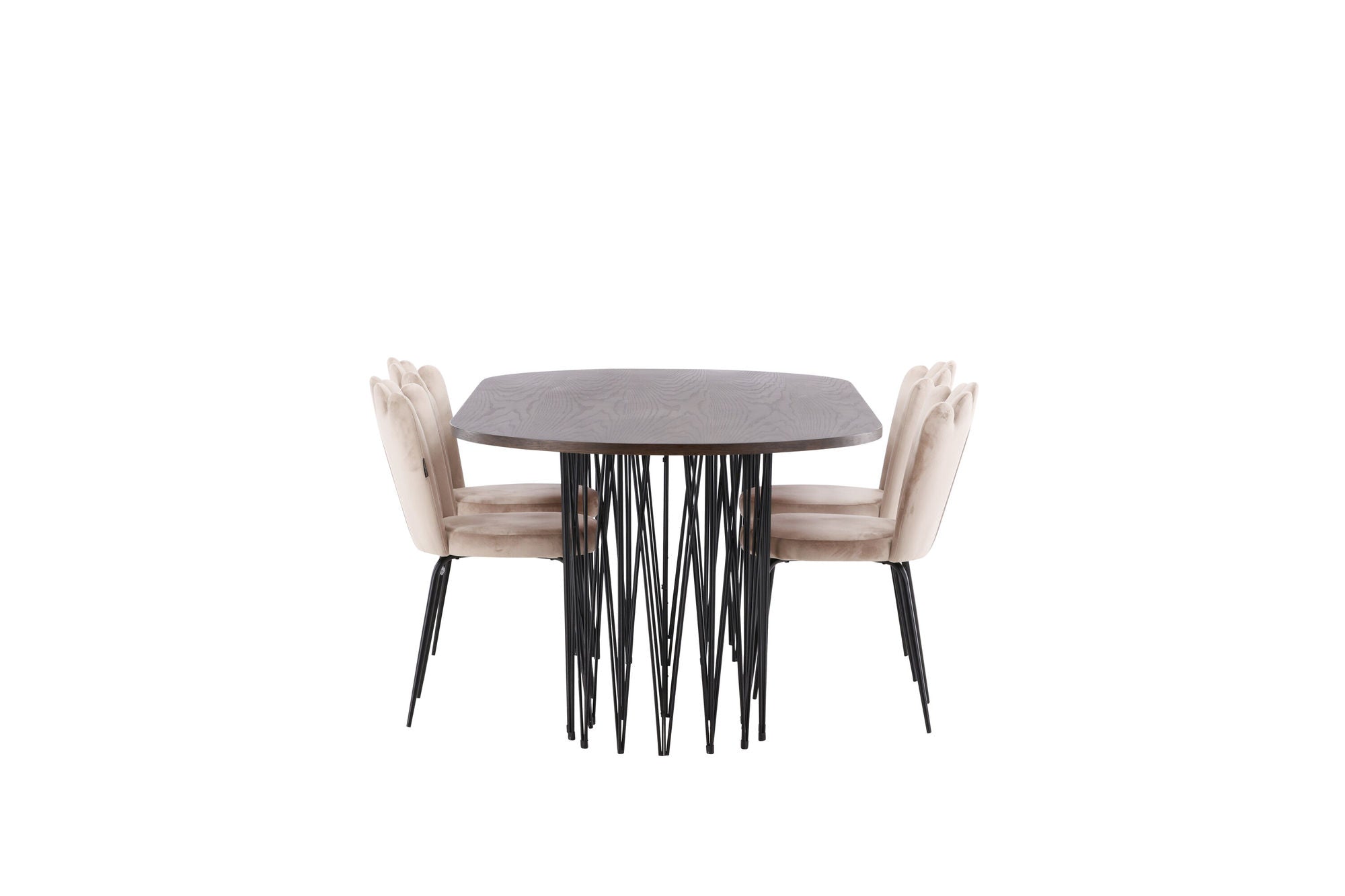 Venture Home Stone oval spisebord - Black / Mocca Veneer +Limhamn Light stol - Black / Beige Velvet _4