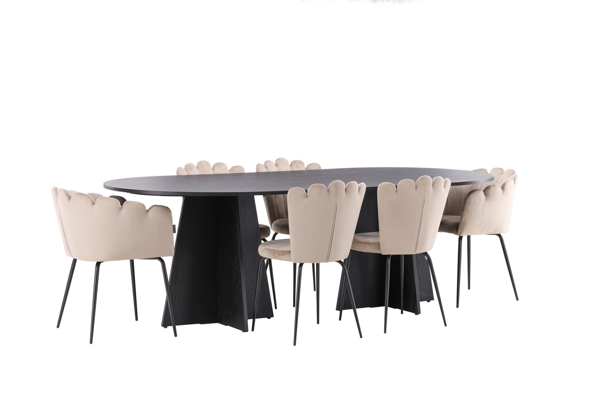 Venture Home Bootcut Oval spisebord - Black / Black Fanéer +Limhamn Light stol - Black / Beige Velvet _4