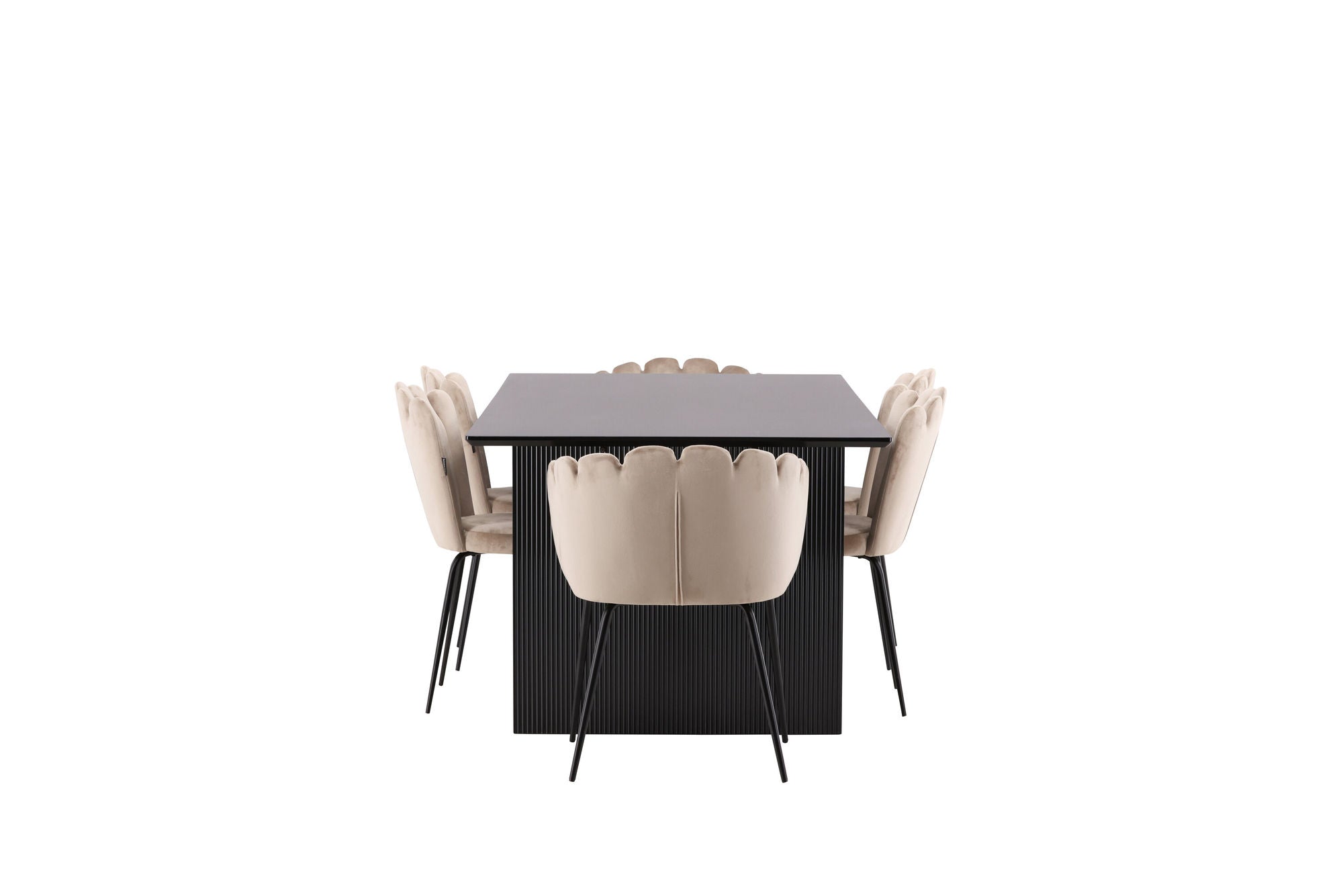 Venture Home Vail spisebord - Black / Smoked Black MDF +Limhamn Light stol - Black / Beige Velvet _4