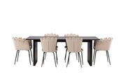 Venture Home Vail spisebord - Black / Smoked Black MDF +Limhamn Light stol - Black / Beige Velvet _4