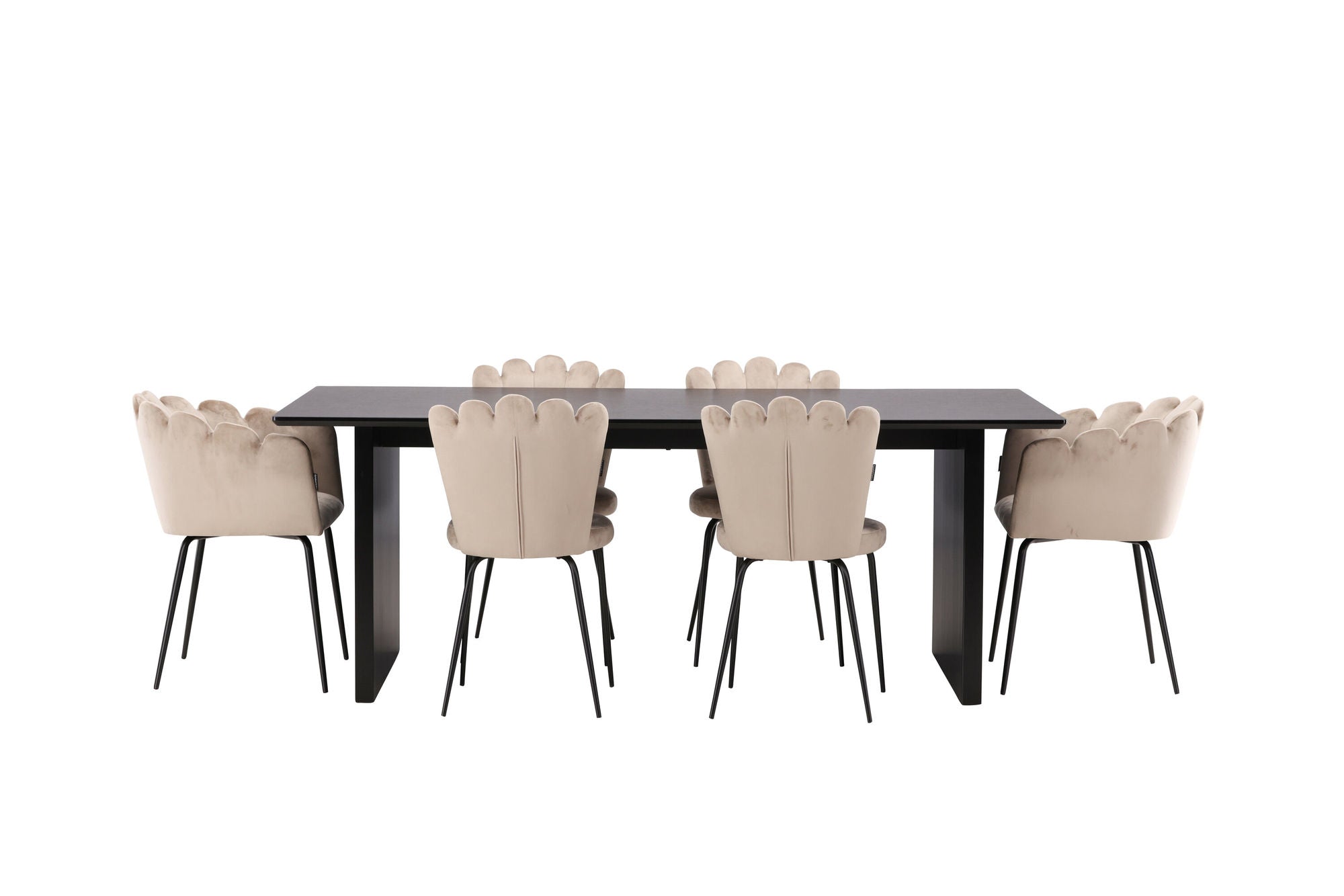 Venture Home Vail spisebord - Black / Smoked Black MDF +Limhamn Light stol - Black / Beige Velvet _4