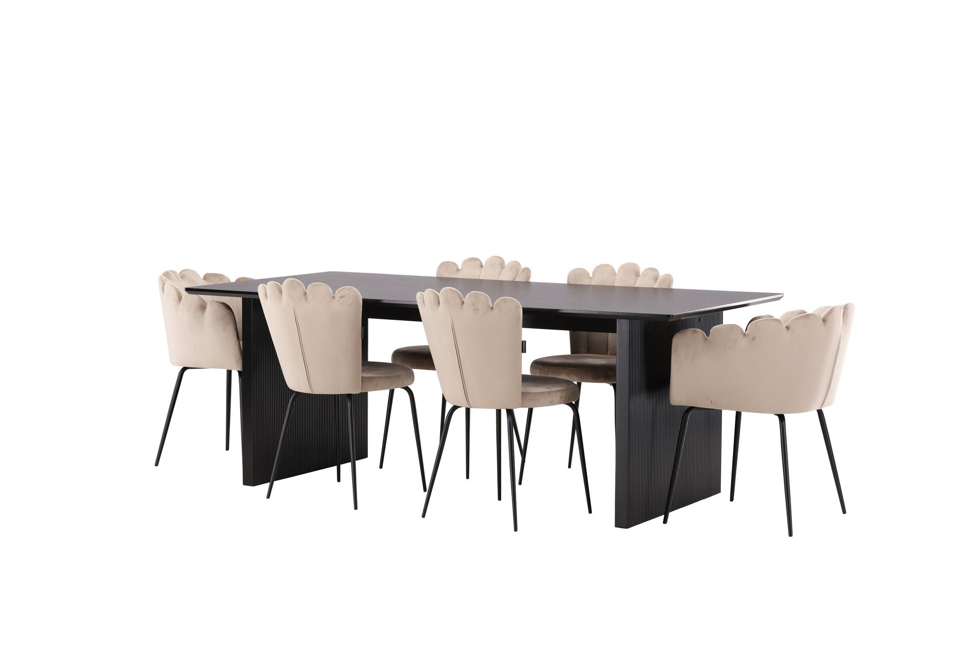 Venture Home Vail spisebord - Black / Smoked Black MDF +Limhamn Light stol - Black / Beige Velvet _4