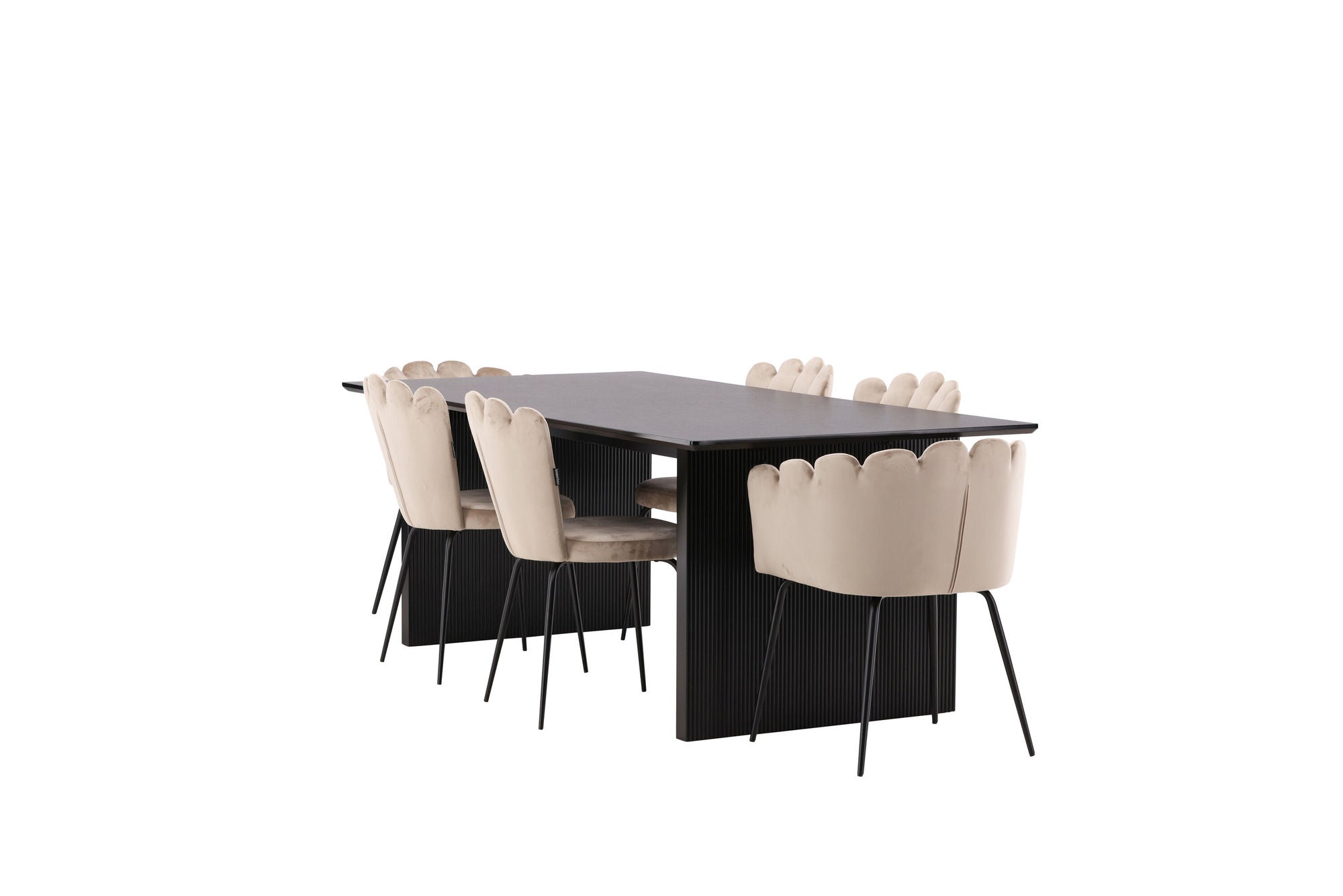 Venture Home Vail spisebord - Black / Smoked Black MDF +Limhamn Light stol - Black / Beige Velvet _4