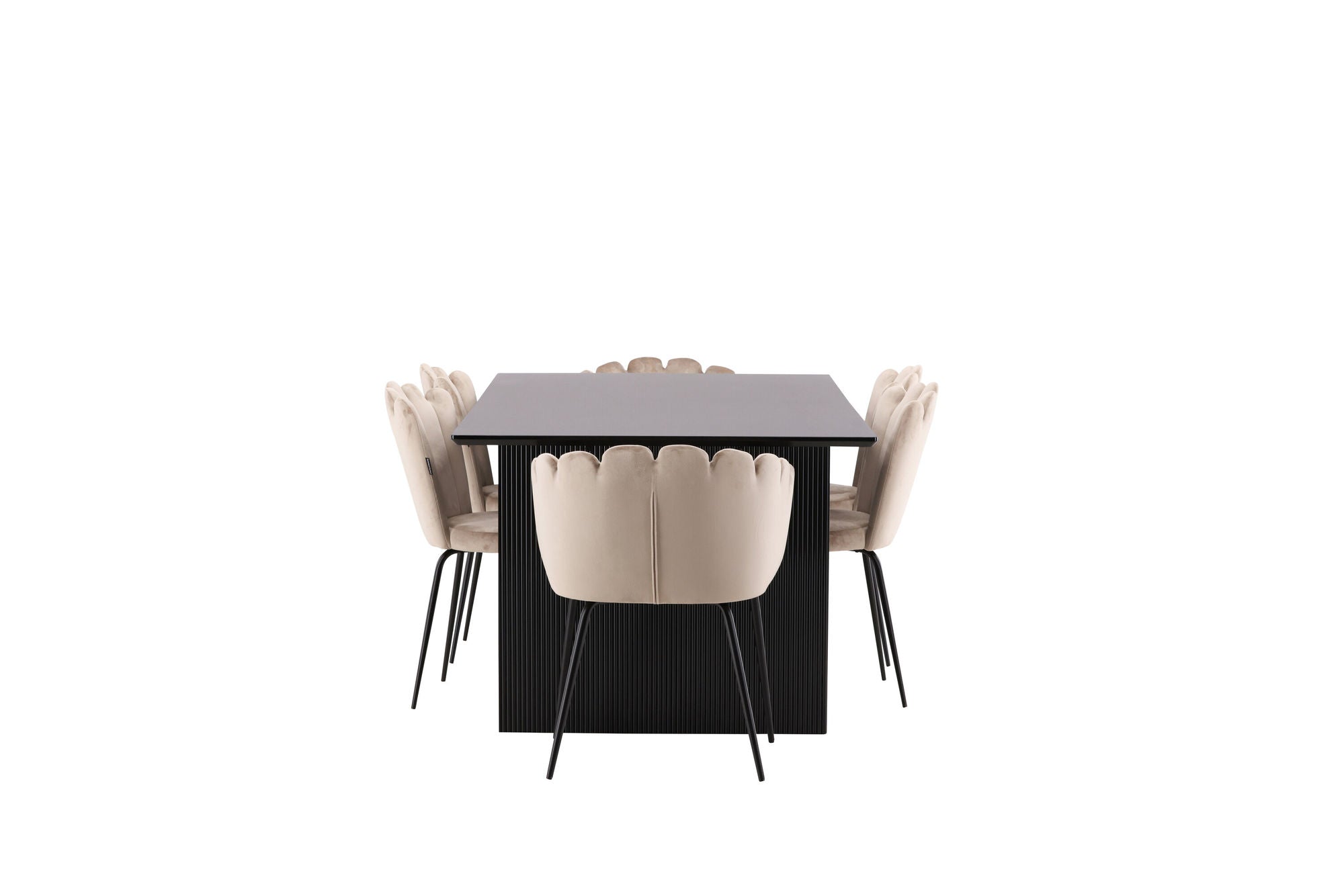Venture Home Vail spisebord - Black / Smoked Black MDF +Limhamn Light stol - Black / Beige Velvet _4