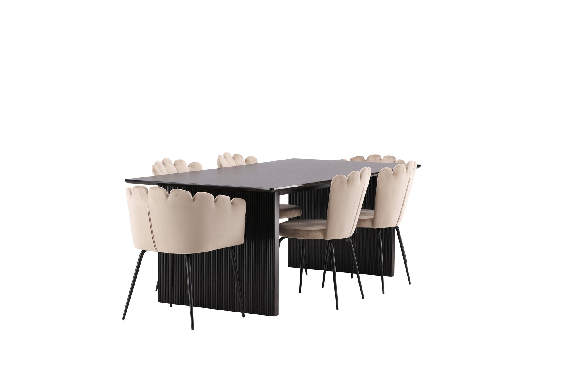 Venture Home Vail spisebord - Black / Smoked Black MDF +Limhamn Light stol - Black / Beige Velvet _4