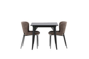 Venture Home Tempe spisebord - Black / Black MDF +Modesto Spisebordsstol - Grey / Smoked Black Boucle _2