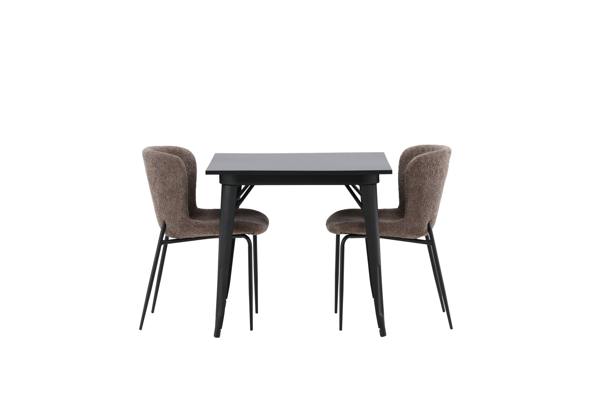 Venture Home Tempe spisebord - Black / Black MDF +Modesto Spisebordsstol - Grey / Smoked Black Boucle _2