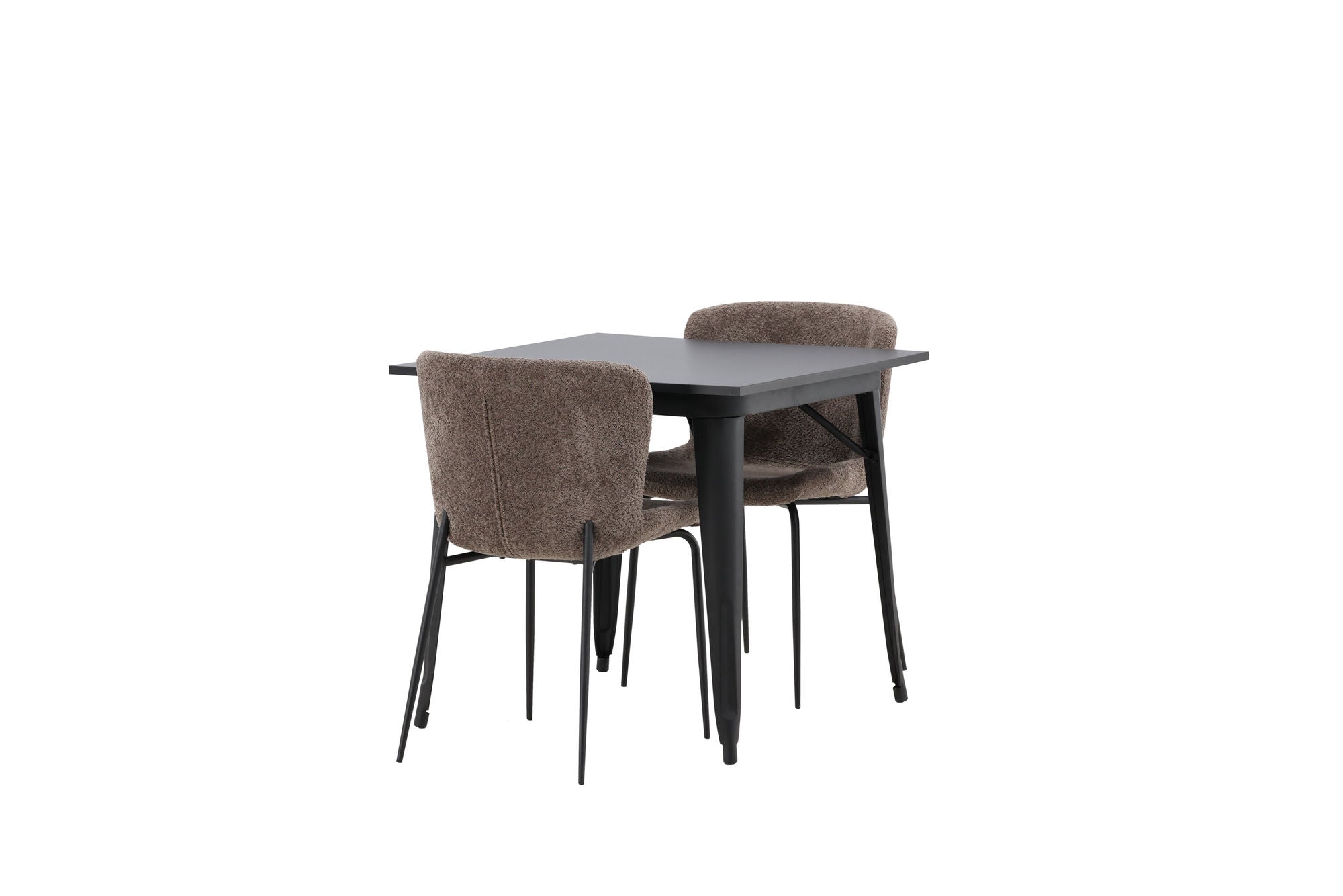 Venture Home Tempe spisebord - Black / Black MDF +Modesto Spisebordsstol - Grey / Smoked Black Boucle _2