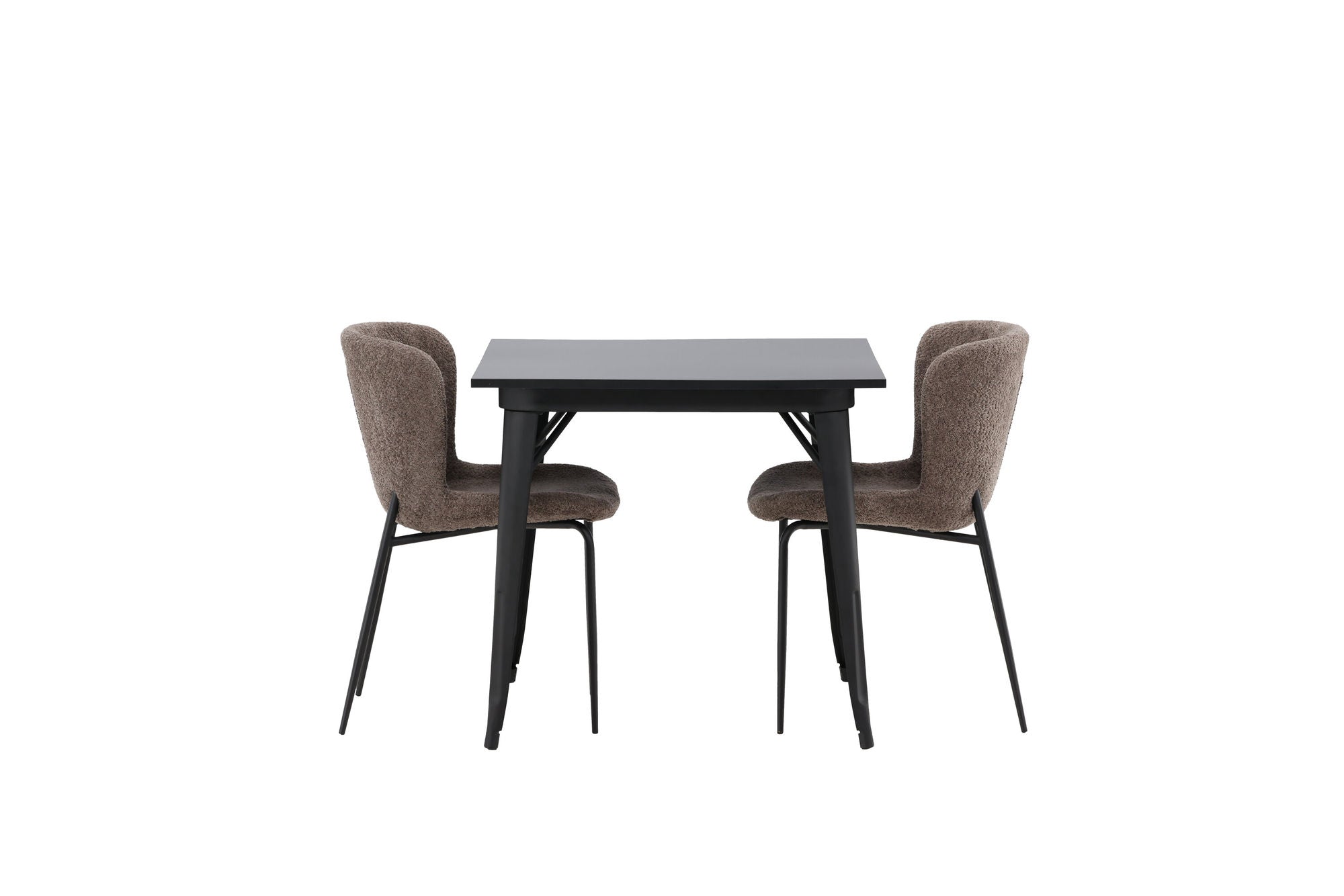 Venture Home Tempe spisebord - Black / Black MDF +Modesto Spisebordsstol - Grey / Smoked Black Boucle _2
