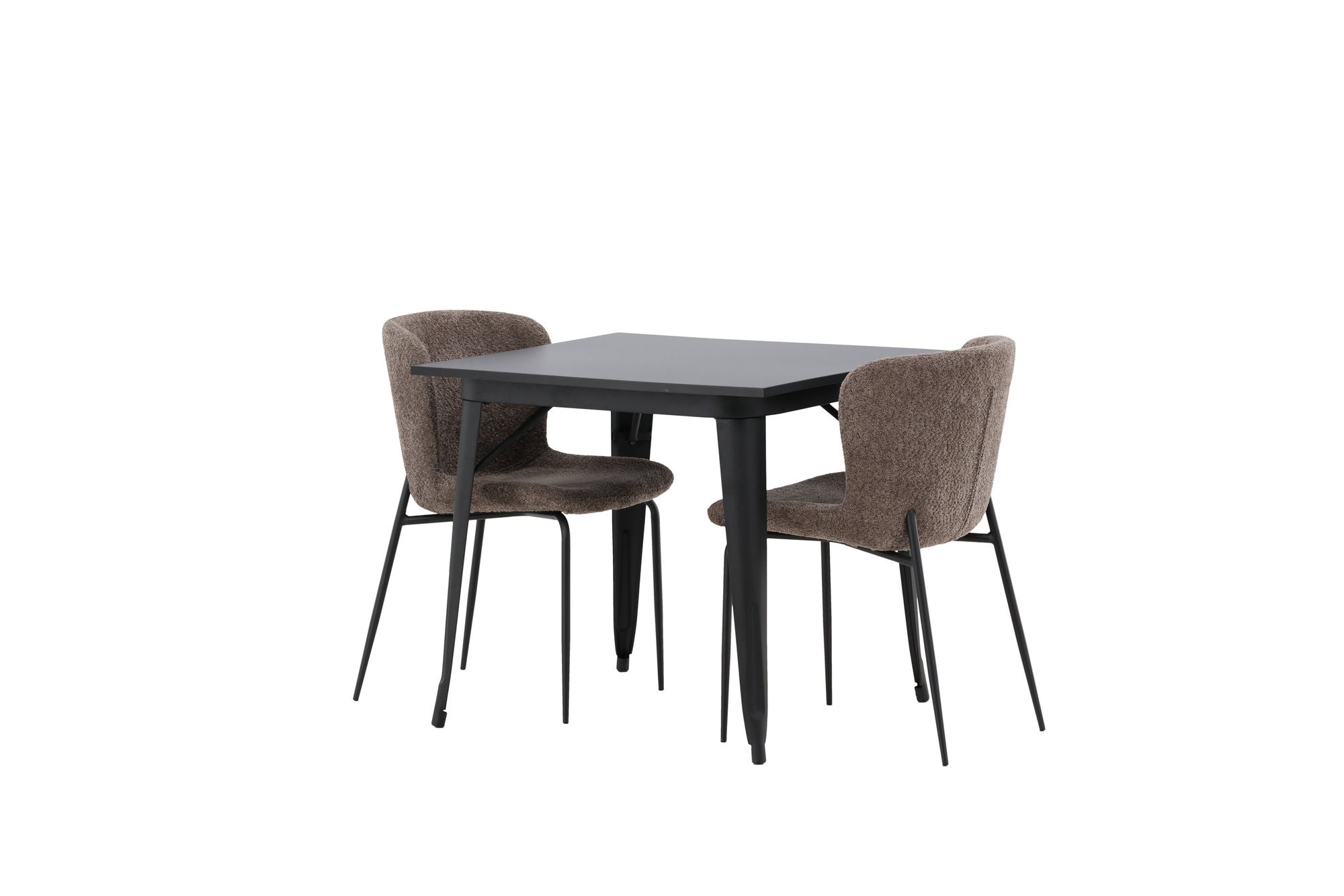 Venture Home Tempe spisebord - Black / Black MDF +Modesto Spisebordsstol - Grey / Smoked Black Boucle _2