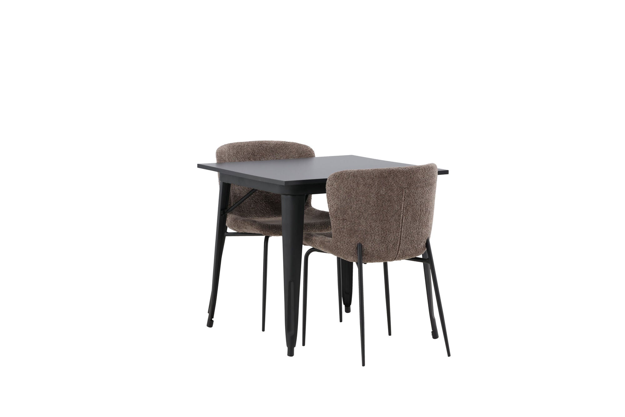 Venture Home Tempe spisebord - Black / Black MDF +Modesto Spisebordsstol - Grey / Smoked Black Boucle _2