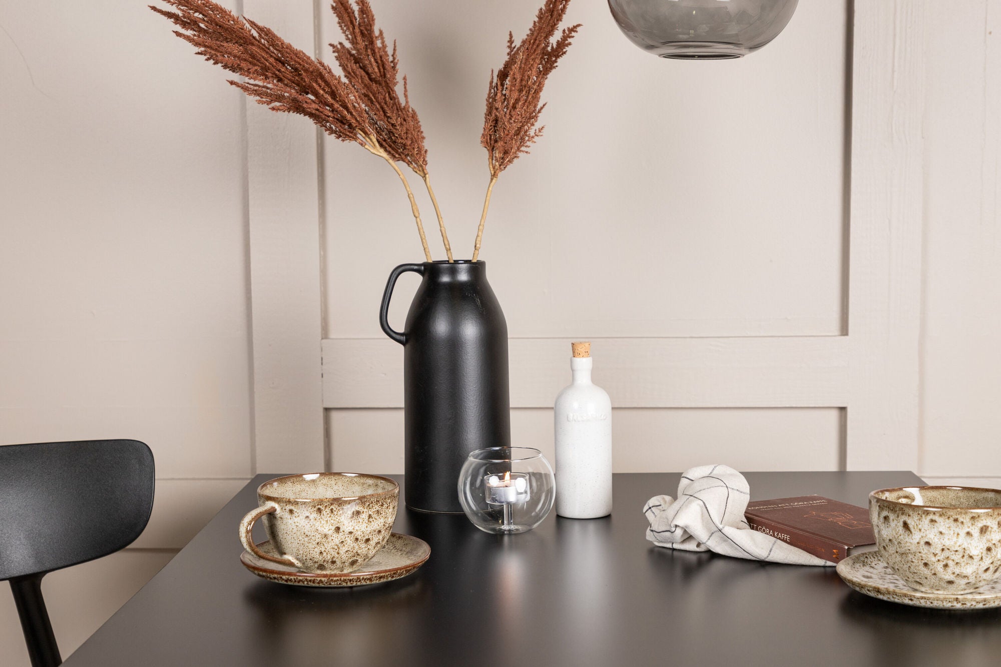 Venture Home Tempe spisebord - Black / Black MDF +Ursholmen Spisebordsstol - Black Polypropylene _2