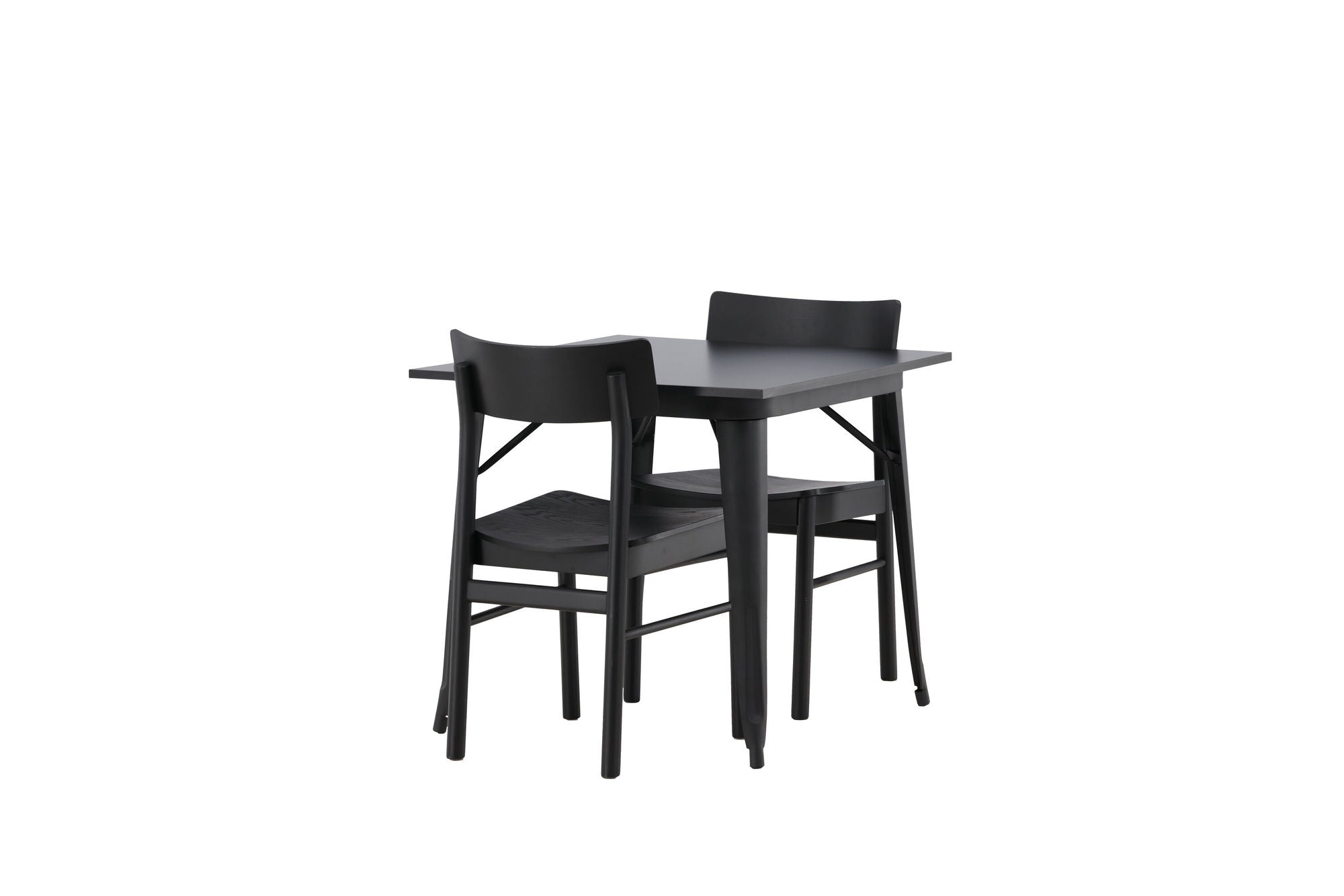 Venture Home Tempe spisebord - Black / Black MDF +Montros Spisebordsstol - Natural / Natural Rubberwood _2