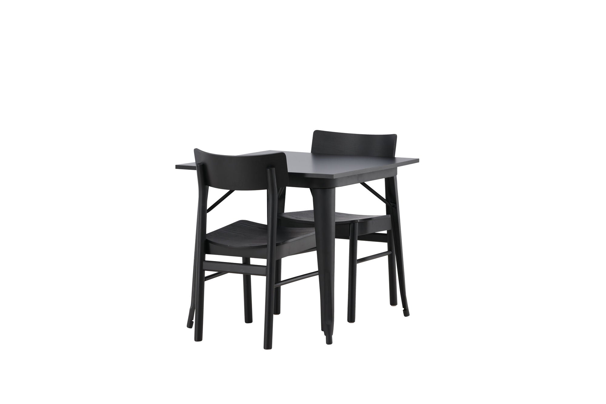 Venture Home Tempe spisebord - Black / Black MDF +Montros Spisebordsstol - Natural / Natural Rubberwood _2
