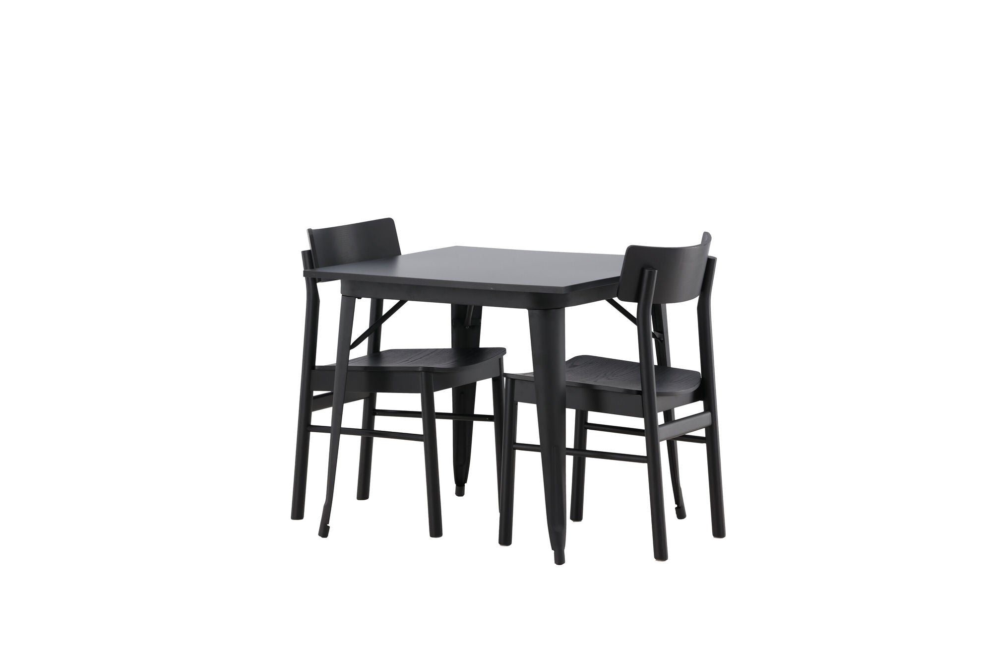 Venture Home Tempe spisebord - Black / Black MDF +Montros Spisebordsstol - Natural / Natural Rubberwood _2