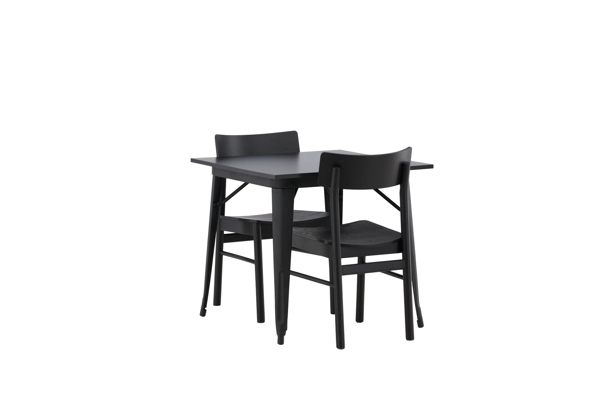 Venture Home Tempe spisebord - Black / Black MDF +Montros Spisebordsstol - Natural / Natural Rubberwood _2