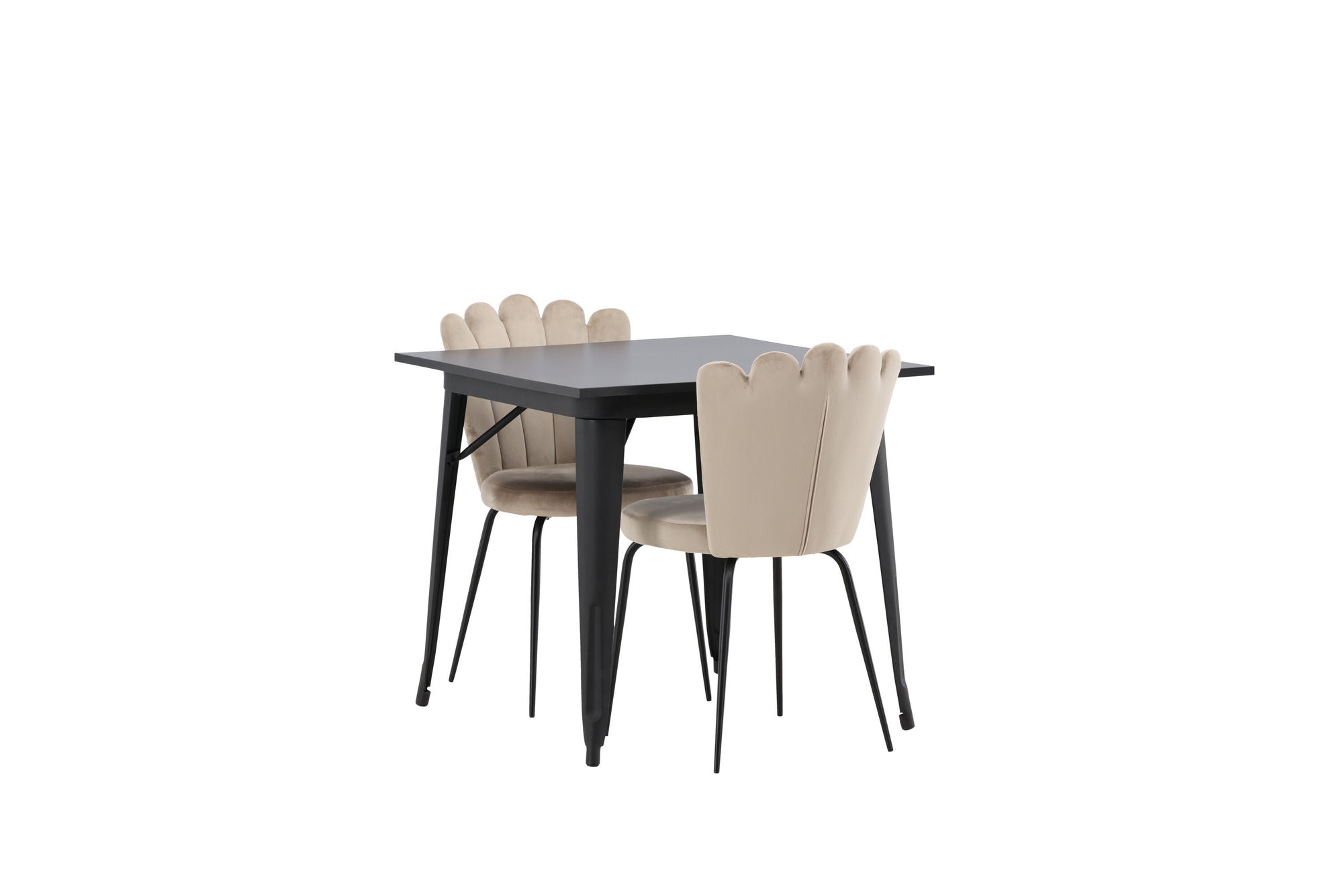 Venture Home Tempe spisebord - Black / Black MDF +Limhamn Light stol - Black / Beige Velvet _2