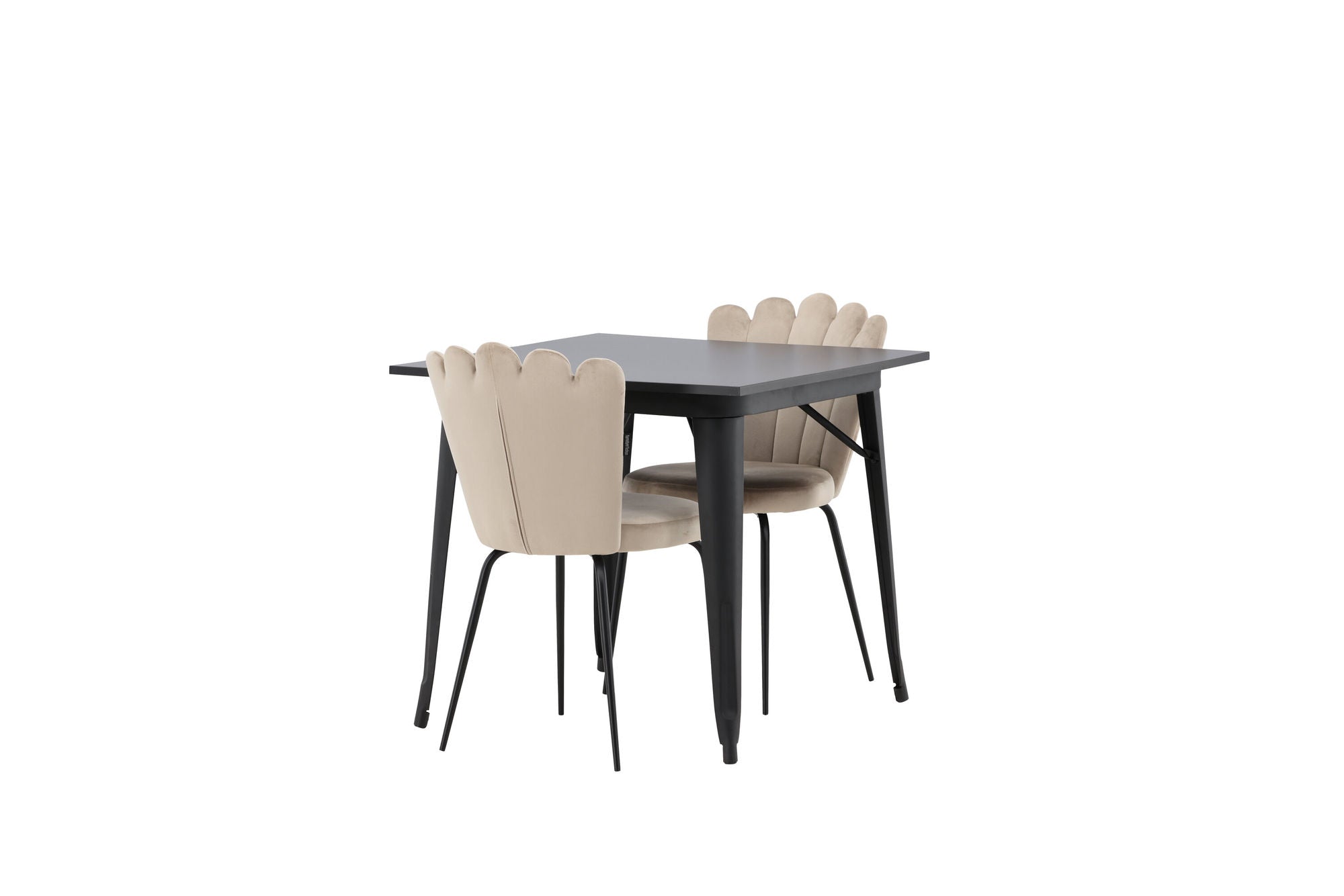 Venture Home Tempe spisebord - Black / Black MDF +Limhamn Light stol - Black / Beige Velvet _2