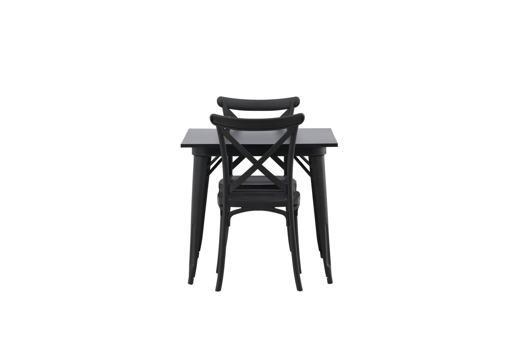 Venture Home Tempe spisebord - Black / Black MDF +Crosett Spisebordsstol - Matte Black / Matte Black Plastic _2