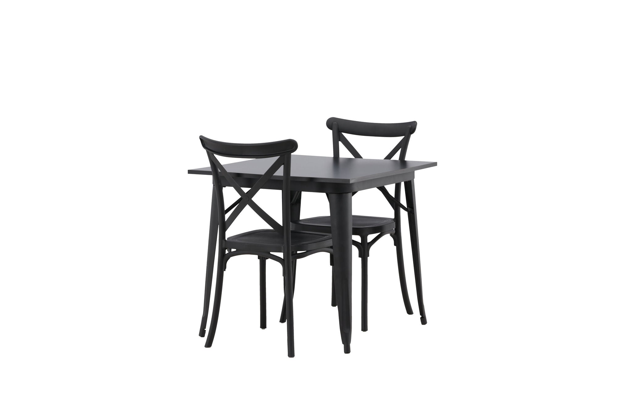 Venture Home Tempe spisebord - Black / Black MDF +Crosett Spisebordsstol - Matte Black / Matte Black Plastic _2